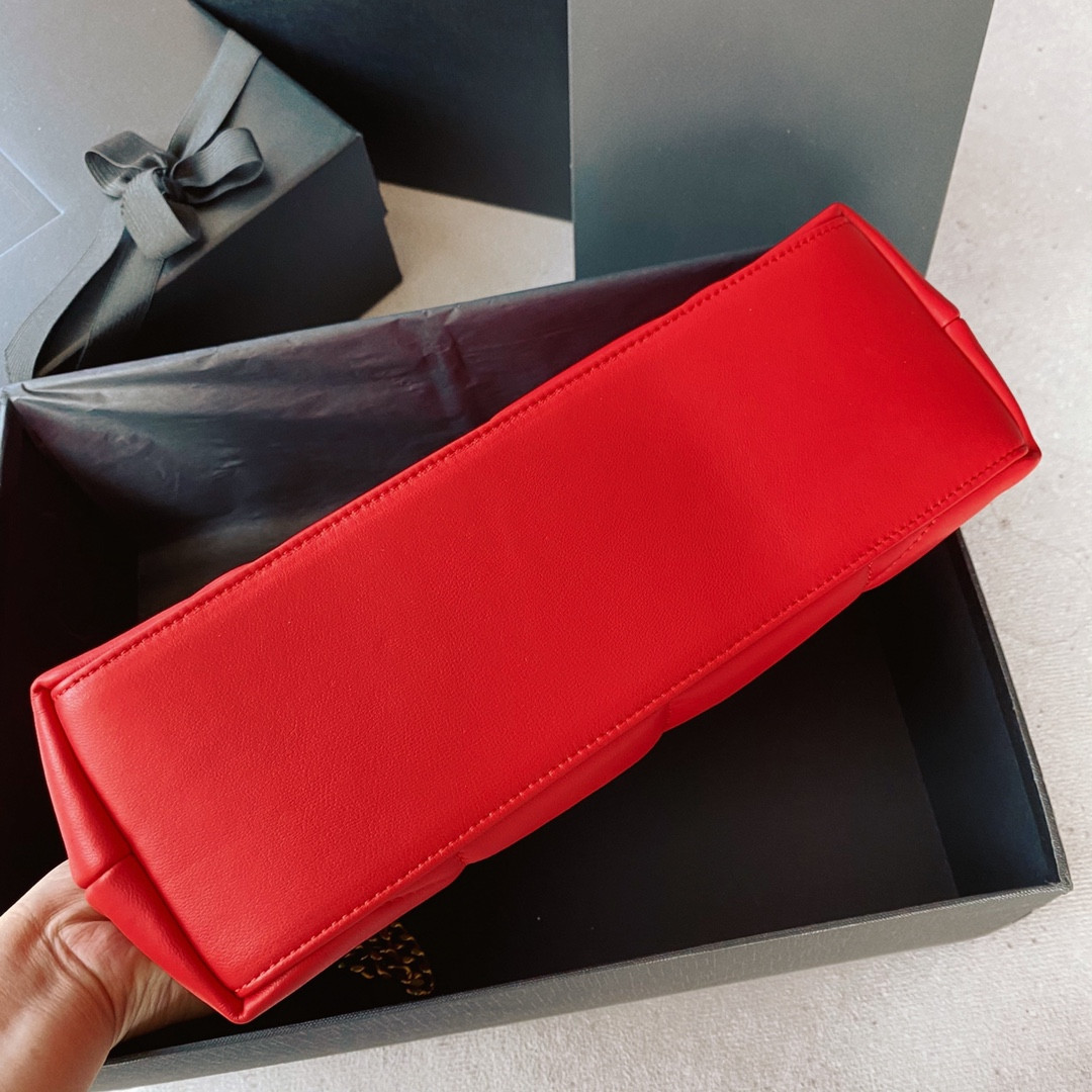 YSL PUFFER SMALL IN NAPPA LEATHER RED 11.4 X 6.6 X 4.3 INCHES