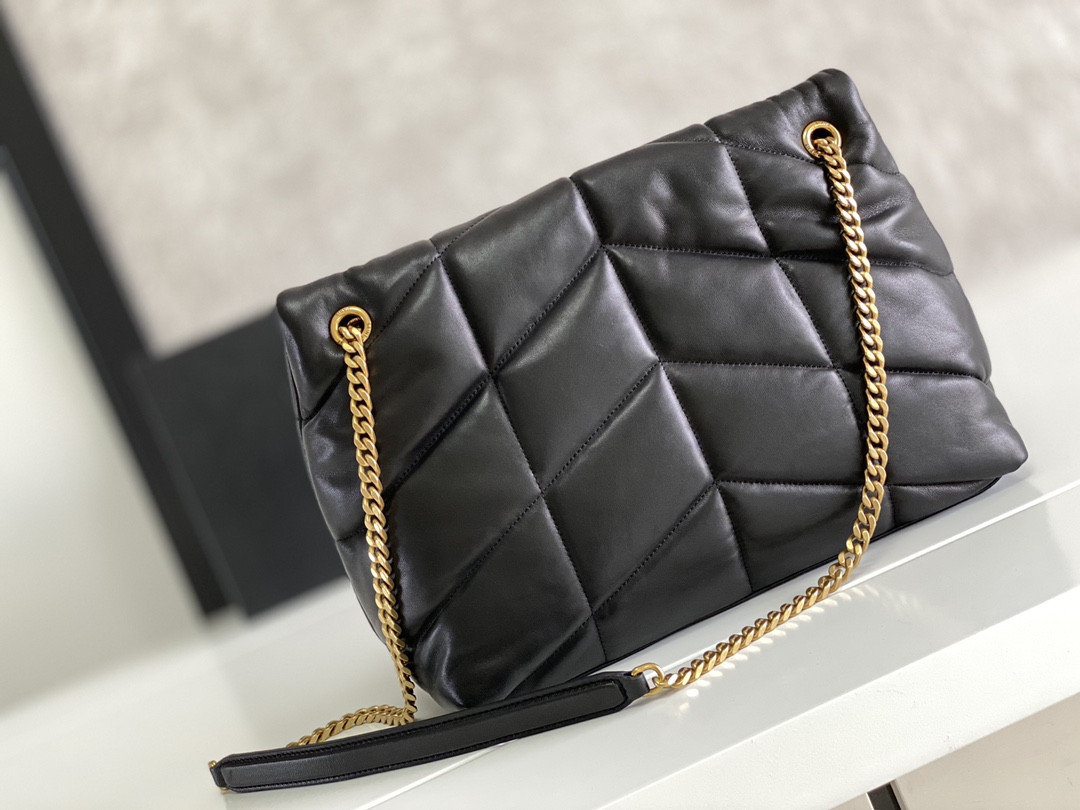 YSL PUFFER MEDIUM IN NAPPA LEATHER BLACK 13.7 X 9 X 5.3 INCHES