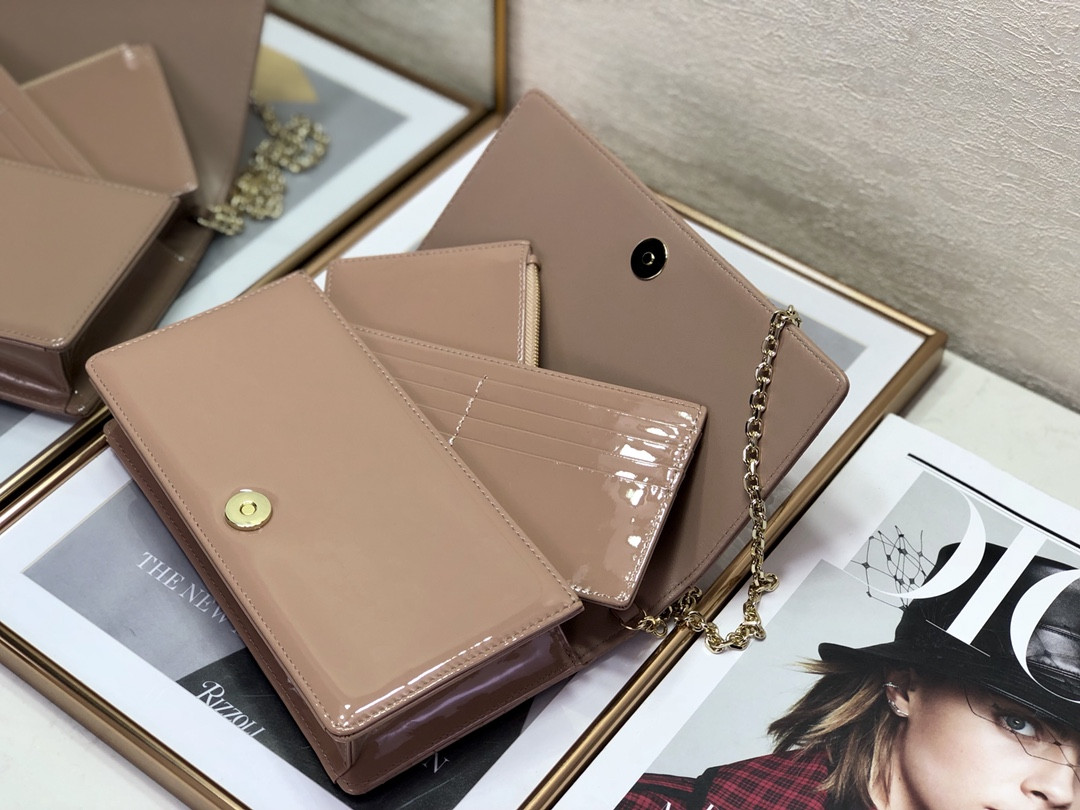 Lady Dior Pouch Rose Des Vents Cannage  8.5 x 4.5 x 1 inches