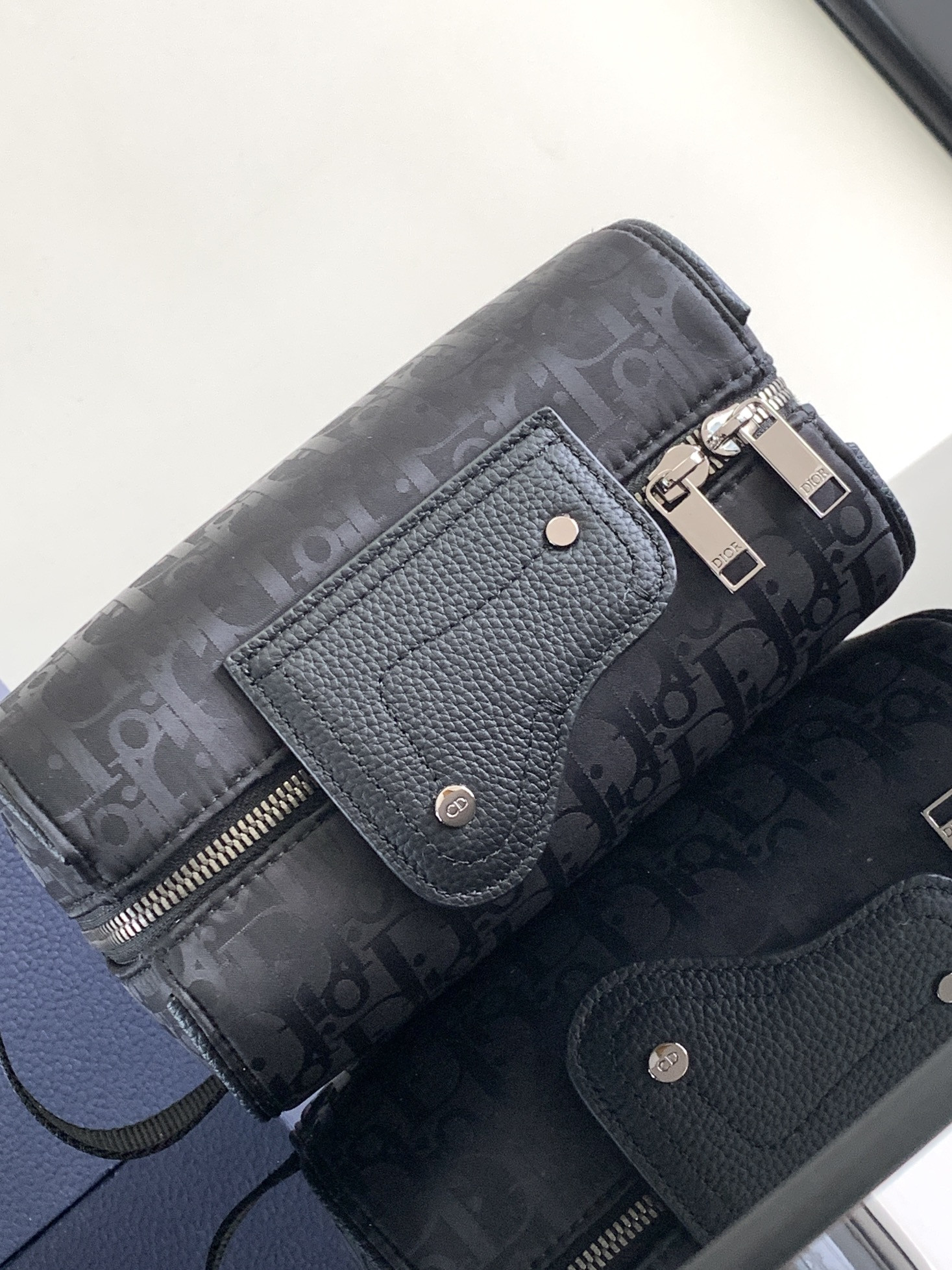 Dior Lingot Toiletry Bag Black Oblique Mirage Technical Fabric 8.5 x 5 x 4 inches