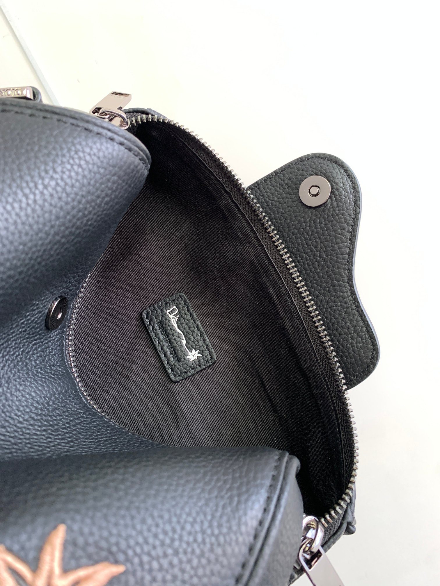 Dior Lingot Toiletry Bag GRAINED LEATHER BLACK Black Oblique Mirage Technical Fabric 8.5 x 5 x 4 inches