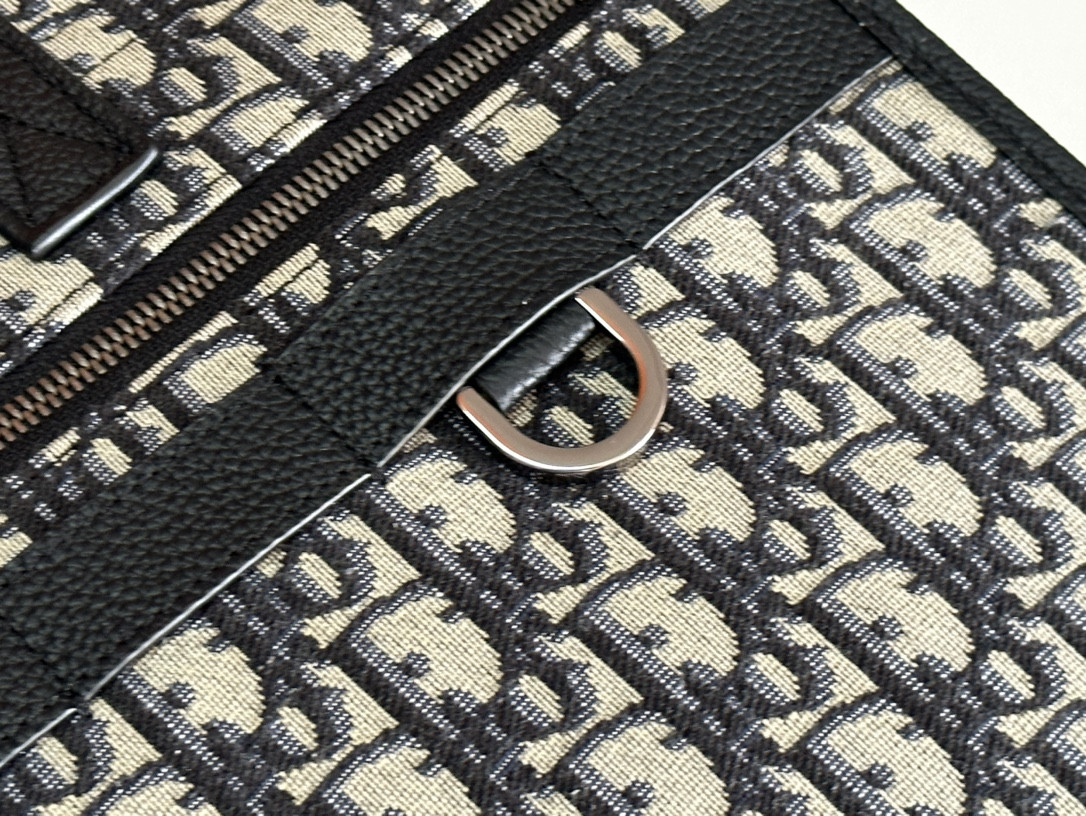 Dior Safari Tote Bag Blue Dior Oblique Jacquard and Grained Calfskin 15.5 x 14 x 4.5 inches