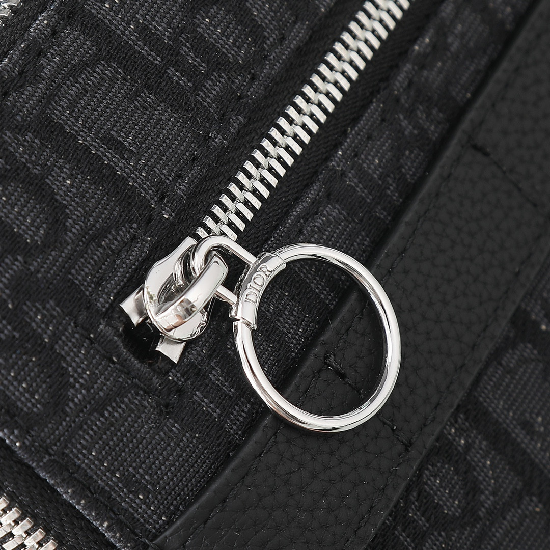 DIOR Safari Bag with Strap  Black Dior Oblique Jacquard  8.5 x 6 x 2.5 inches