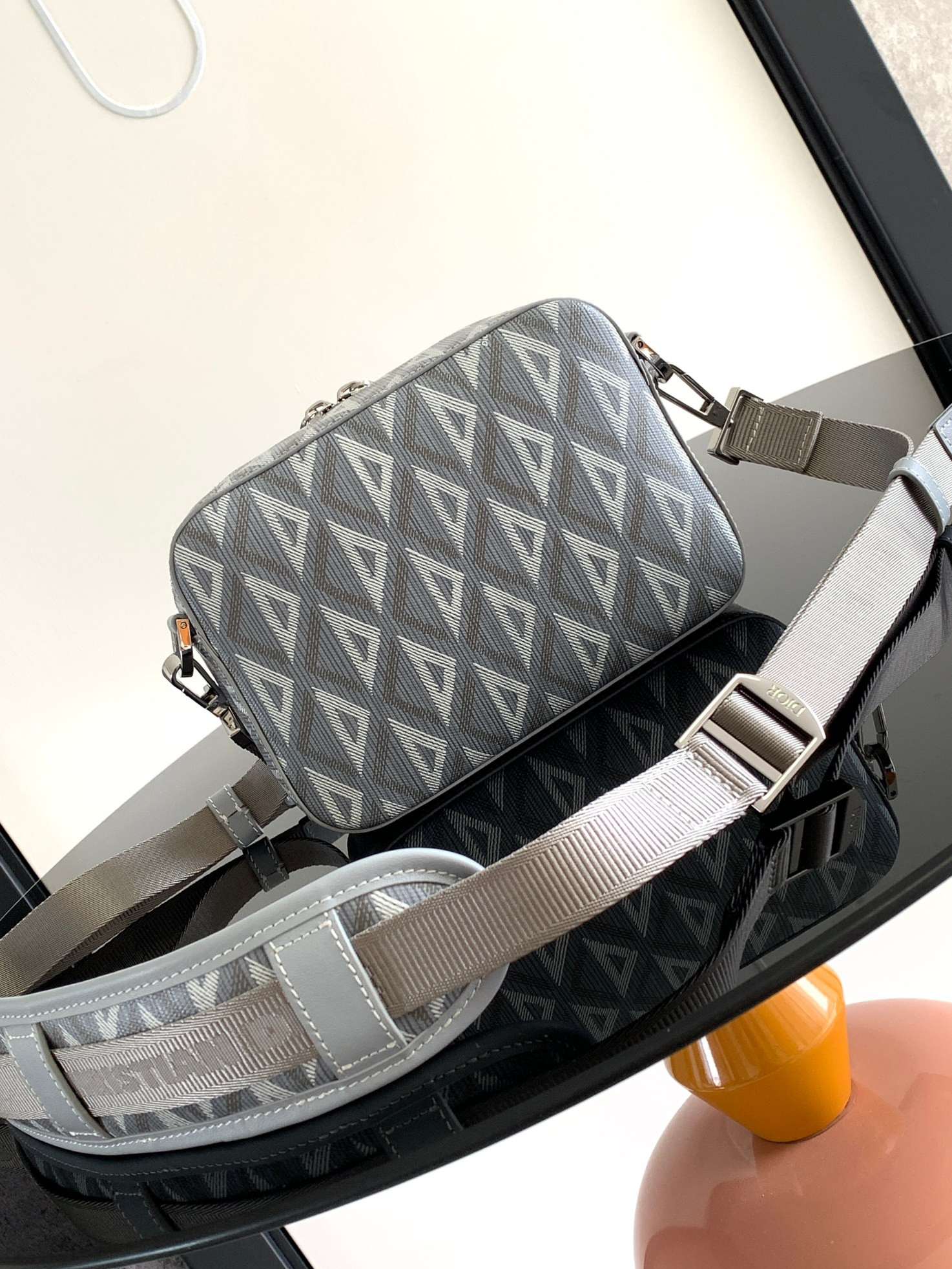DIOR Safari Bag with Strap light Gray 8.5 x 6 x 2.5 inches