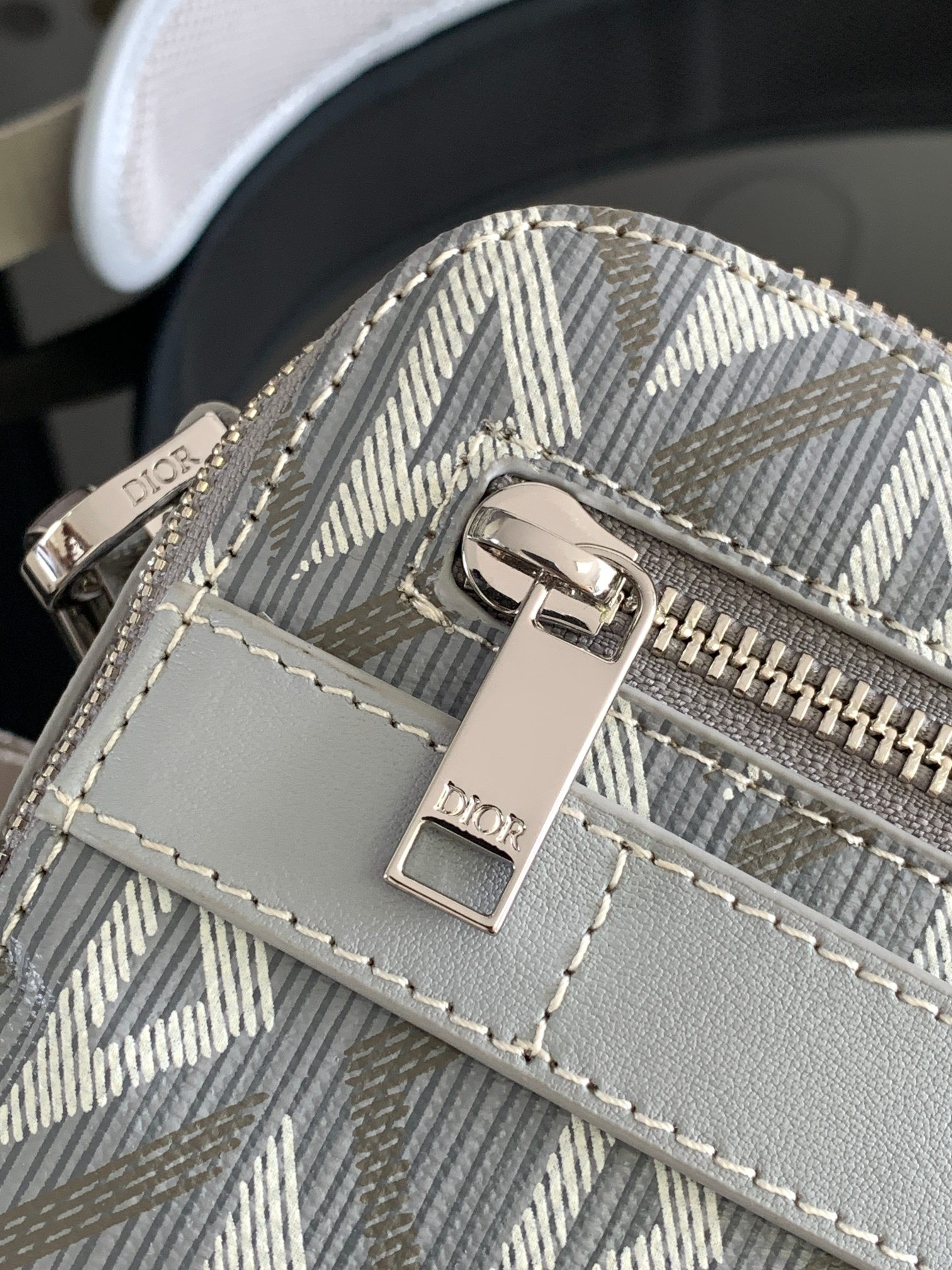 DIOR Safari Bag with Strap light Gray 8.5 x 6 x 2.5 inches