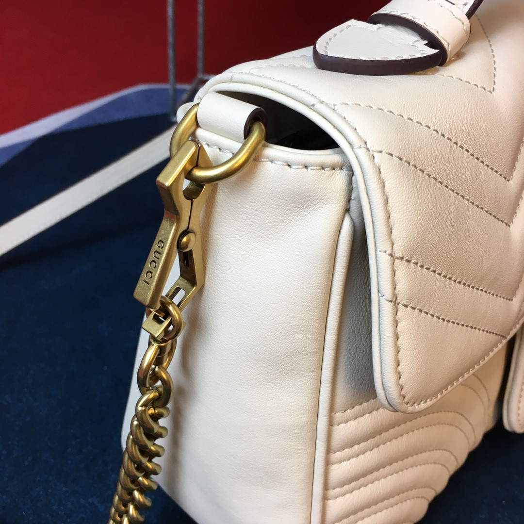 GUCCI GG MARMONT SMALL SHOULDER BAG WHITE 10"W x 6"H x 3"D