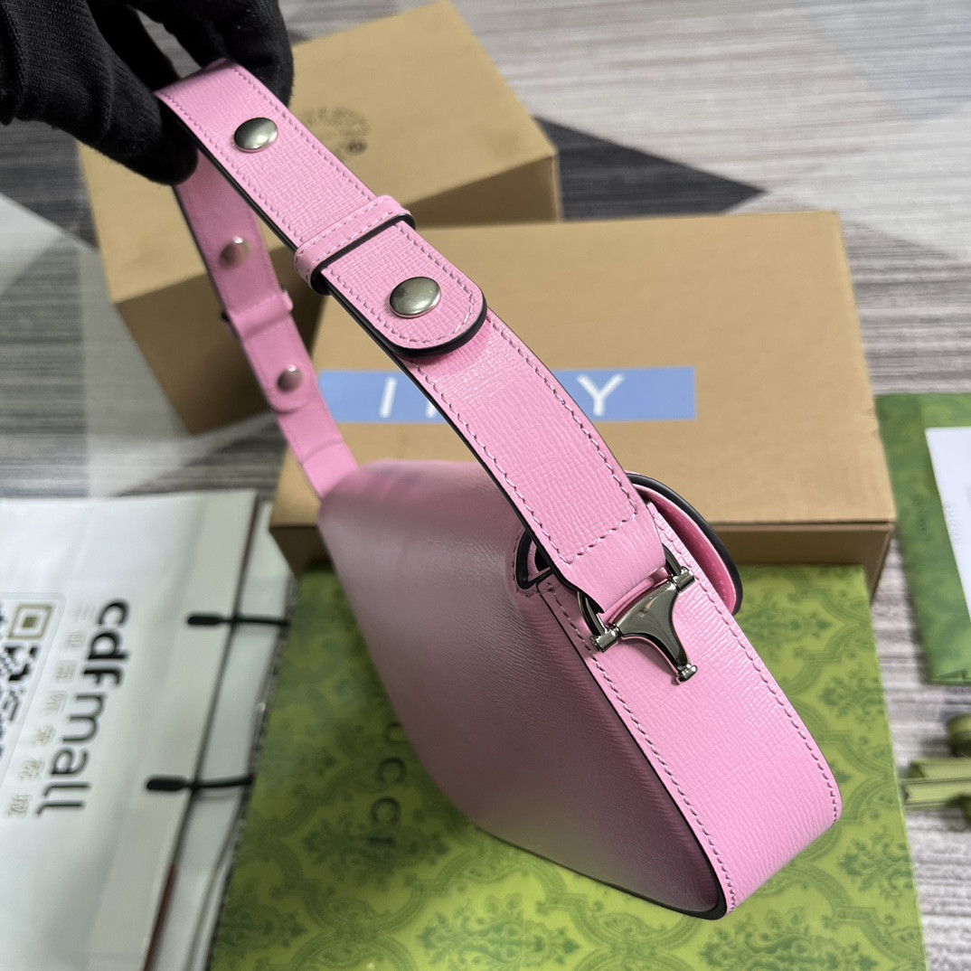 GUCCI HORSEBIT 1955 SMALL SHOULDER BAG pink 10.4"W x 6.7-4.1"H x 3.1-1.6"D