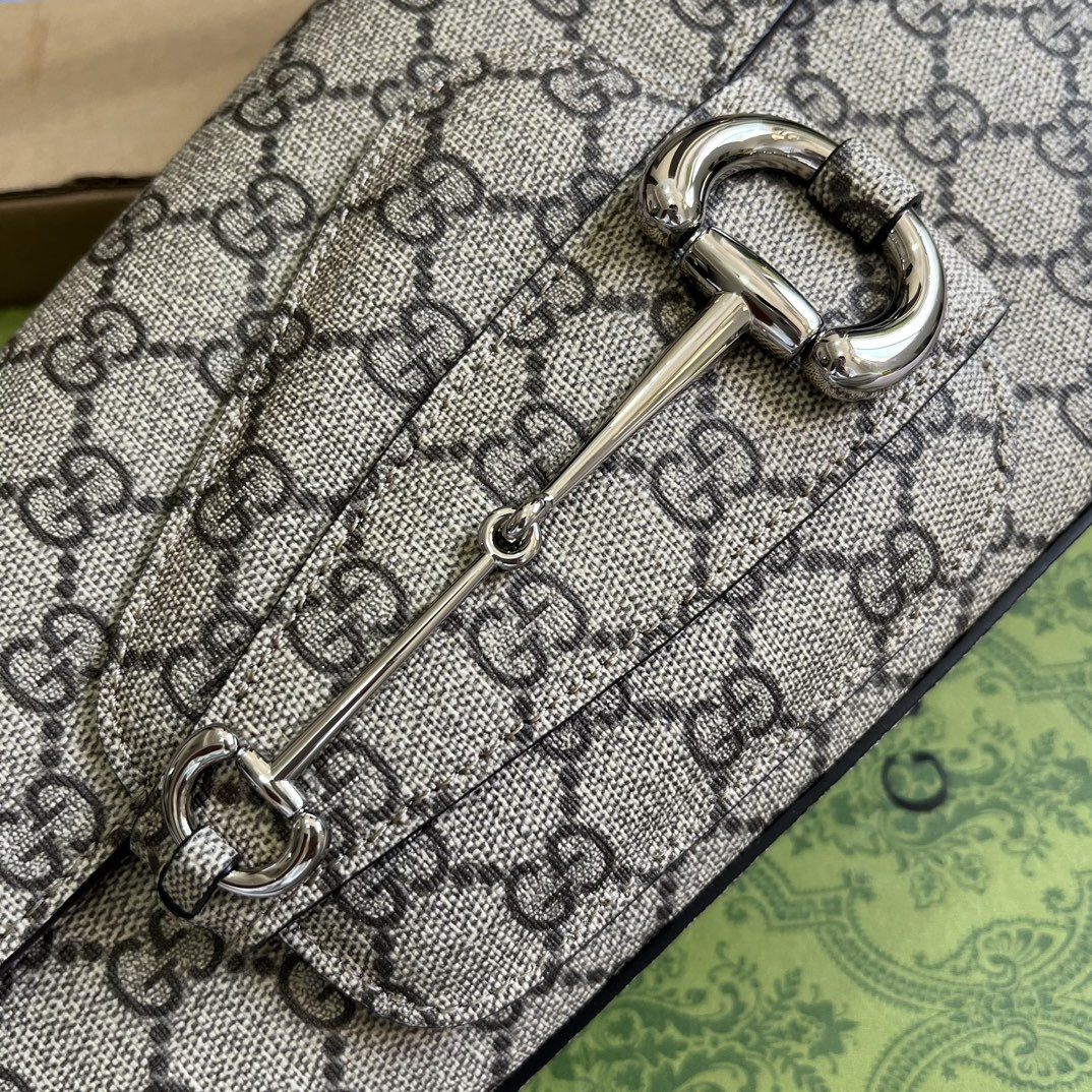 GUCCI HORSEBIT 1955 SMALL SHOULDER BAG 10.4"W x 6.7-4.1"H x 3.1-1.6"D