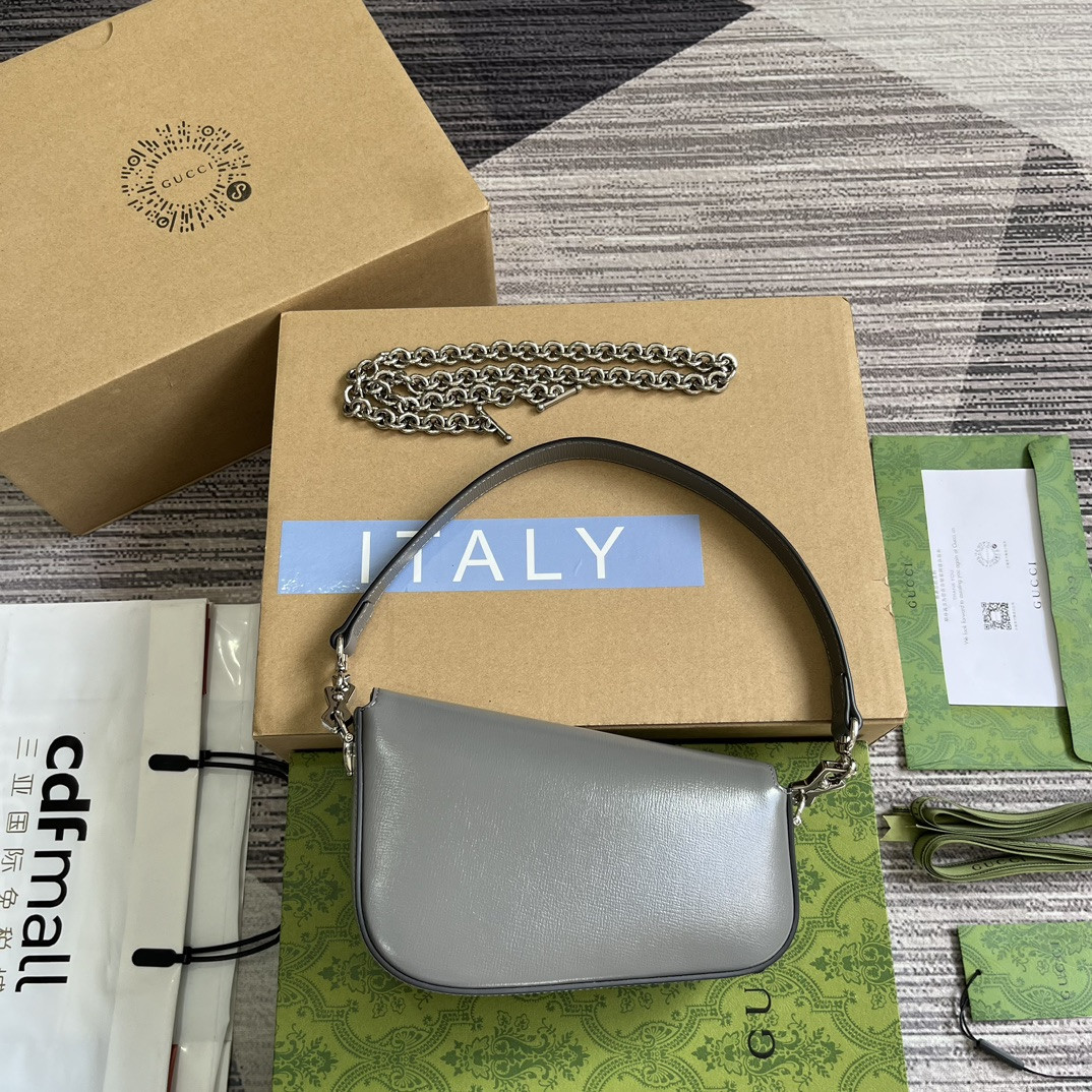 GUCCI HORSEBIT 1955 MINI SHOULDER BAG GRAY 7.7"W x 5-3.1"H x 2.4-1.2"D