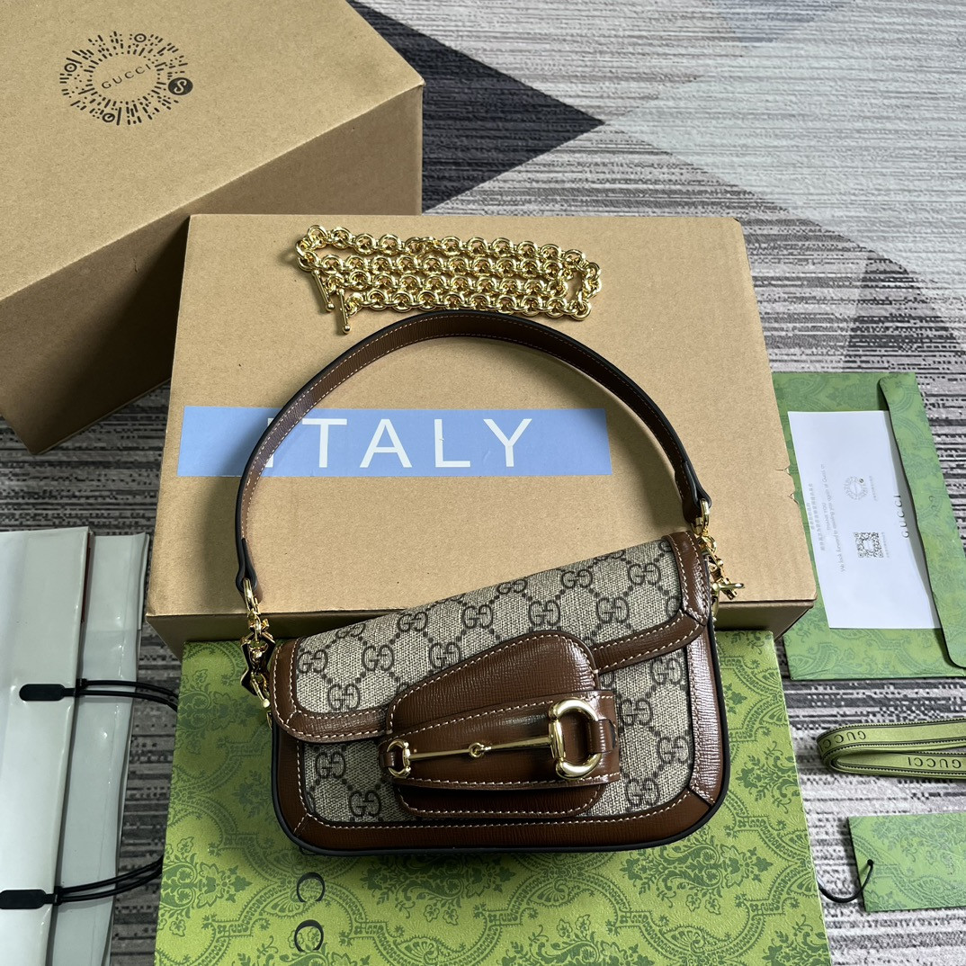 GUCCI HORSEBIT 1955 MINI SHOULDER BAG 7.7"W x 5-3.1"H x 2.4-1.2"D