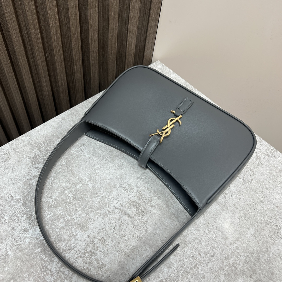 YSL LE 5 À 7 IN SMOOTH LEATHER GRAY 9 X 6.3 X 2.5 INCHES