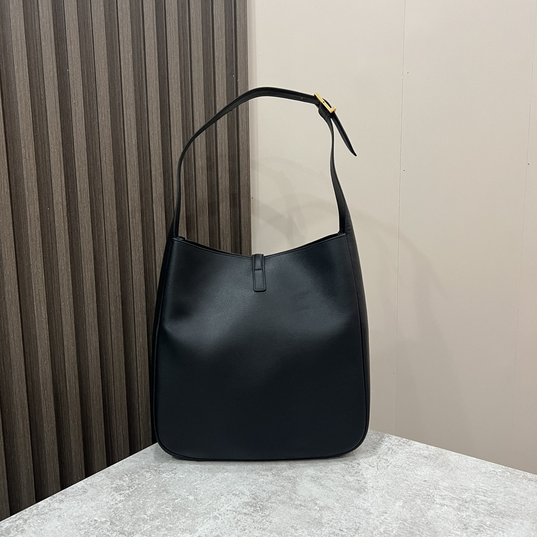 YSL LE 5 À 7 SUPPLE LARGE IN SMOOTH LEATHER BLACK 11.8" X 11" X 4.3"