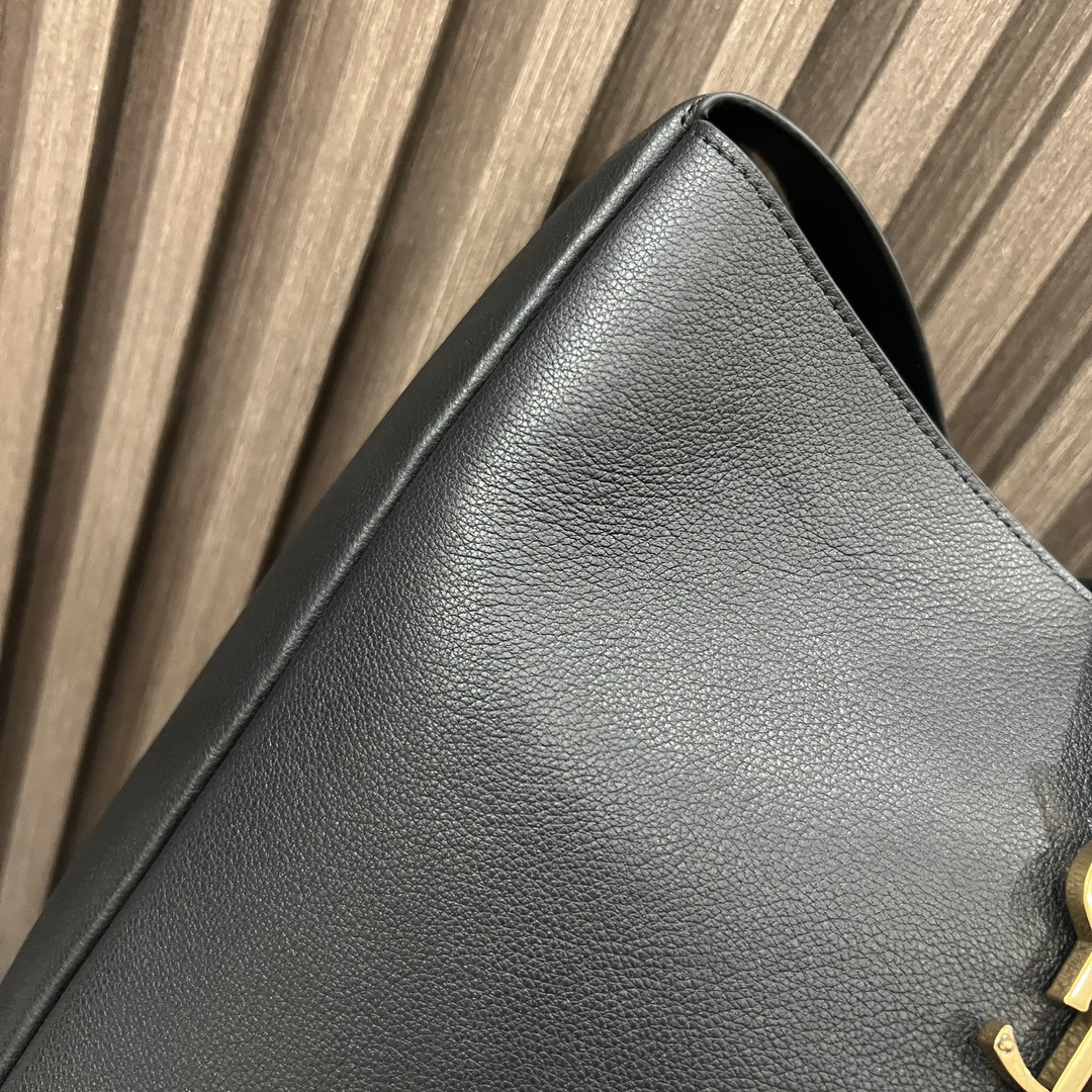 YSL LE 5 À 7 SUPPLE LARGE IN SMOOTH LEATHER BLACK 11.8" X 11" X 4.3"