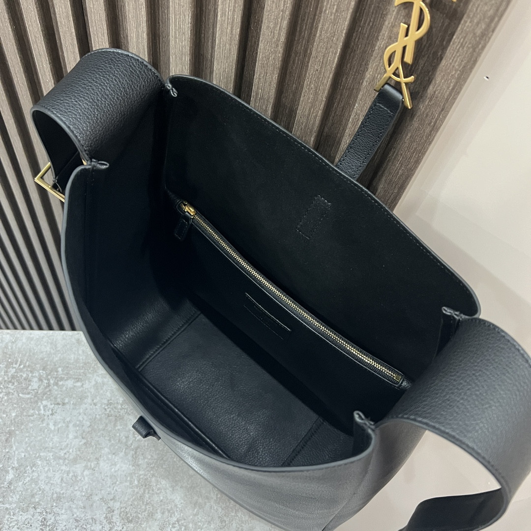 YSL LE 5 À 7 SUPPLE LARGE IN SMOOTH LEATHER BLACK 11.8" X 11" X 4.3"