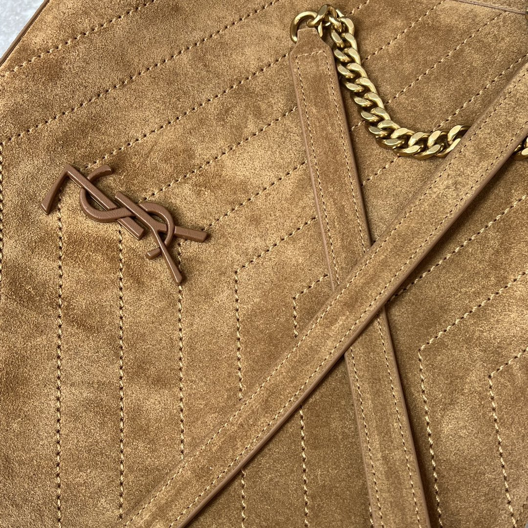YSL NIKI MEDIUM SHOPPING IN SUEDE BROWN 12.9 X 10.6 X 4.5 INCHES