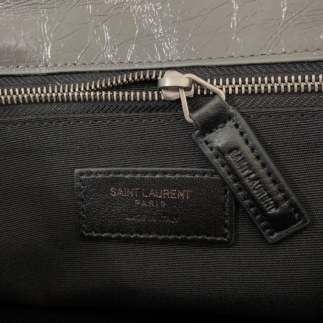 YSL NIKI MEDIUM IN VINTAGE LEATHER STORM 11 X 7.8 X 3.3 INCHES