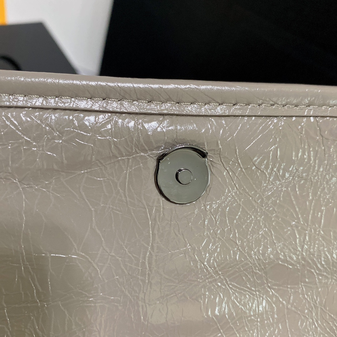 YSL NIKI BABY IN VINTAGE LEATHER LIGHT GRAY 8.2 X 6 X 2.9 INCHES