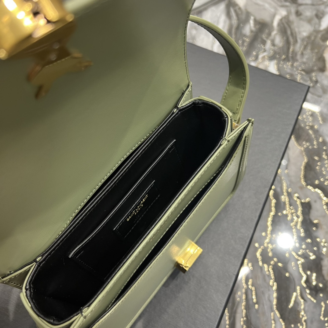 YSL SOLFERINO SMALL SATCHEL IN BOX SAINT LIGHT GREEN 7.4 X 5.1 X 1.9 INCHES