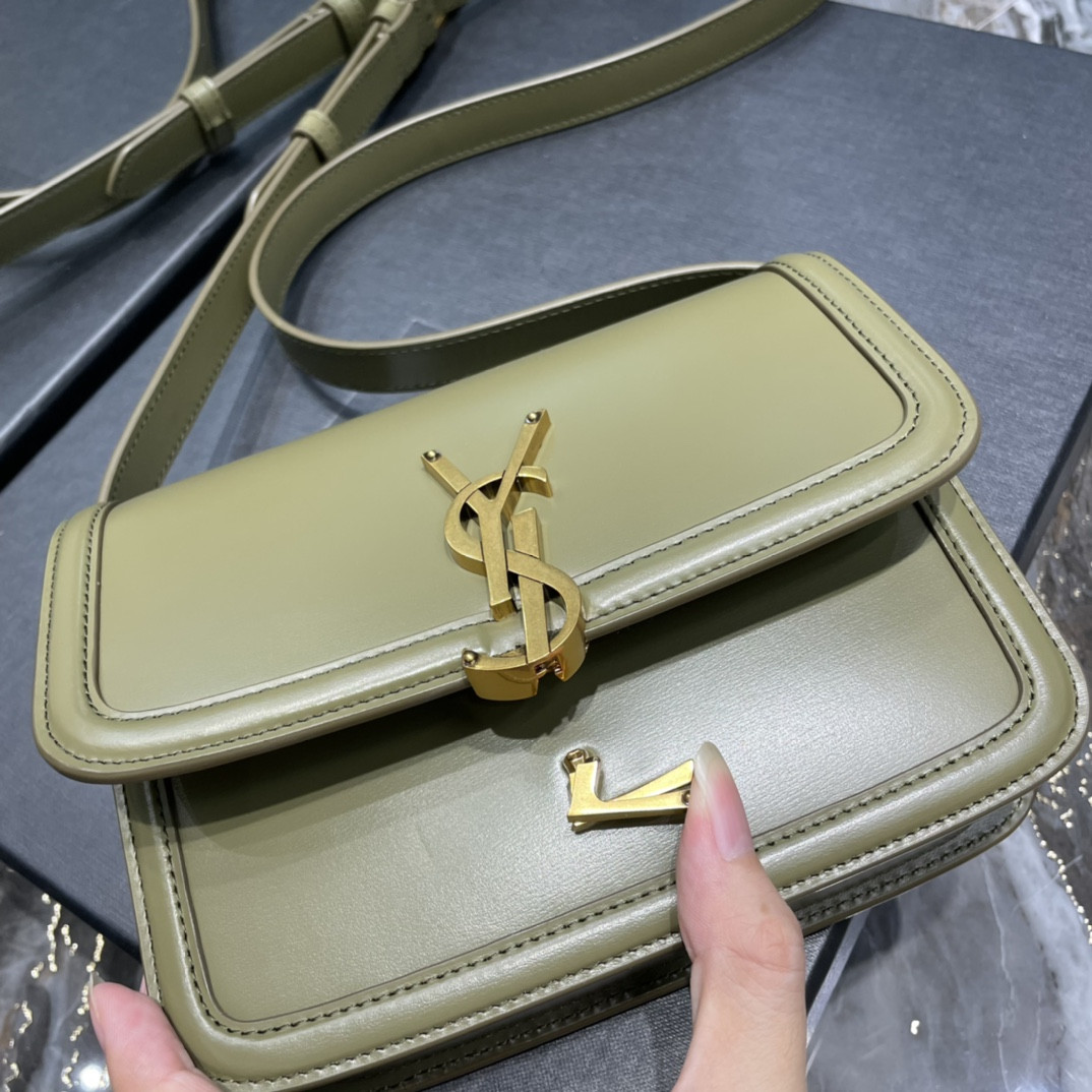 YSL SOLFERINO SMALL SATCHEL IN BOX SAINT LAURENT Avocado GREEN 7.4 X 5.1 X 1.9 INCHES