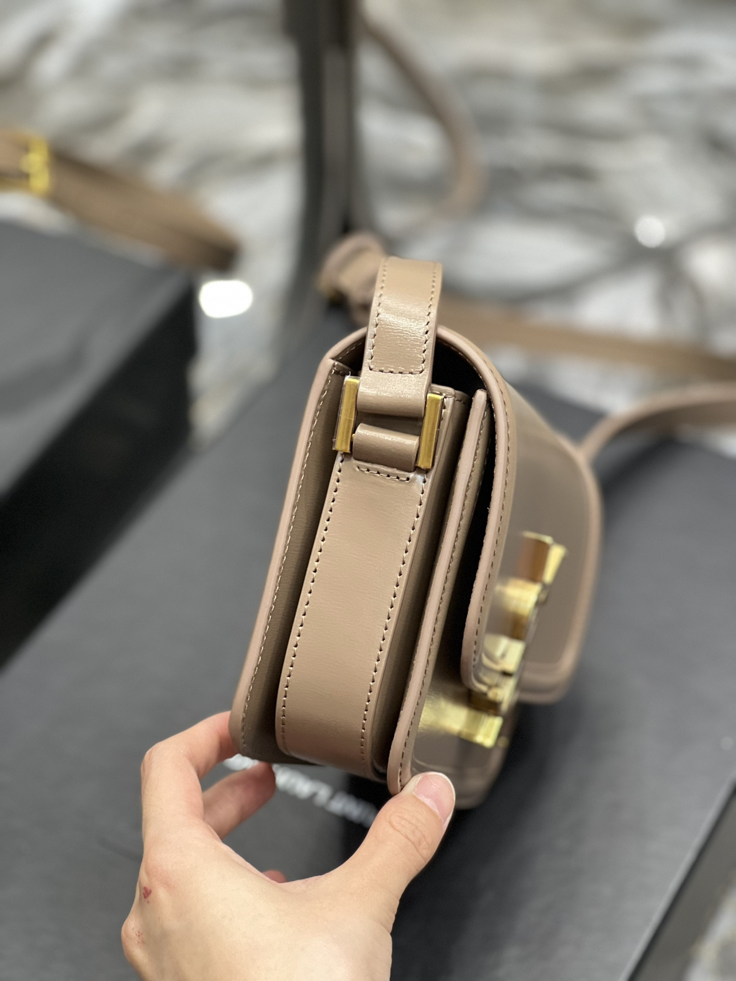 YSL SOLFERINO SMALL SATCHEL IN BOX SAINT LAURENT PINK 7.4 X 5.1 X 1.9 INCHES