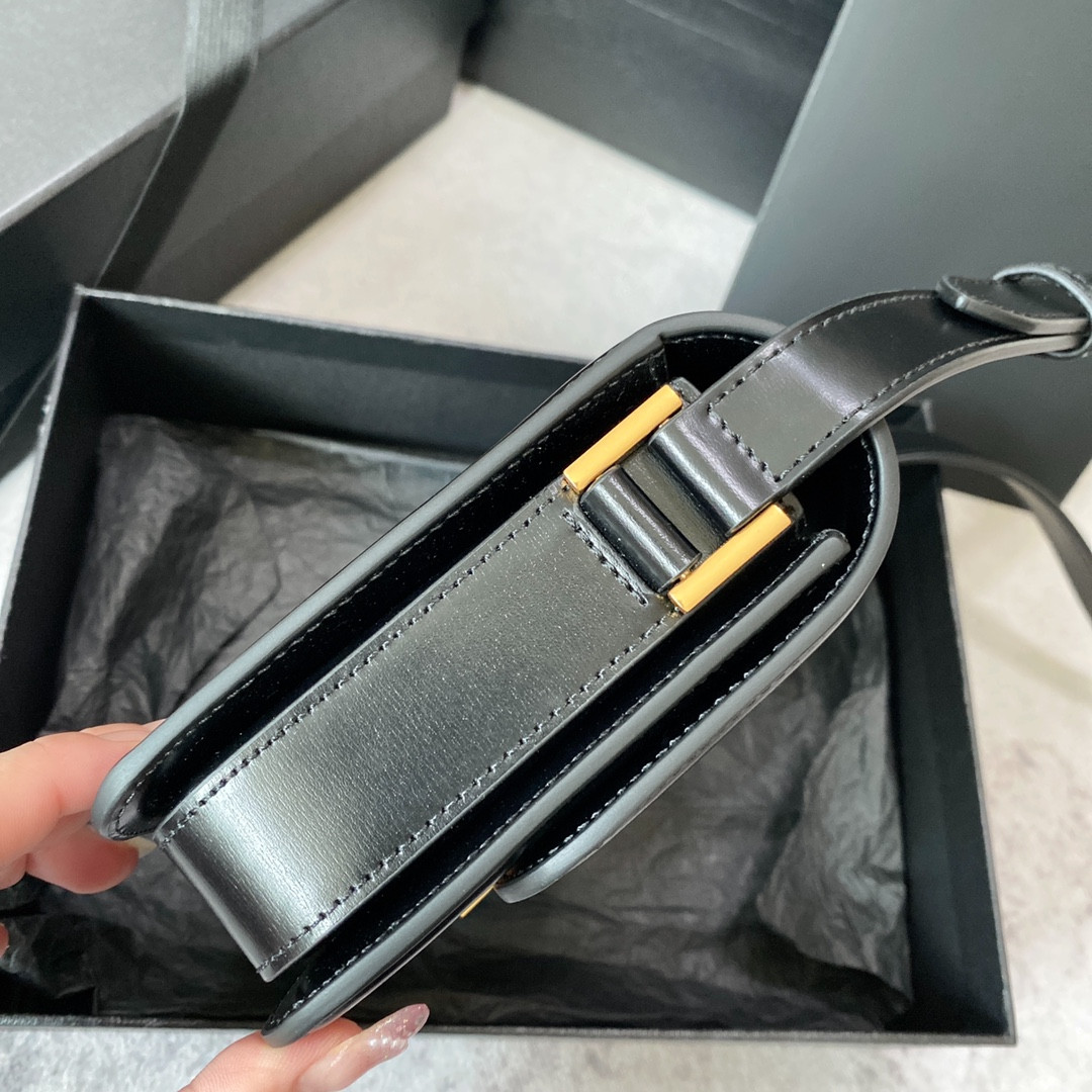 YSL SOLFERINO SMALL SATCHEL IN BOX SAINT LAURENT BLACK 7.4 X 5.1 X 1.9 INCHES