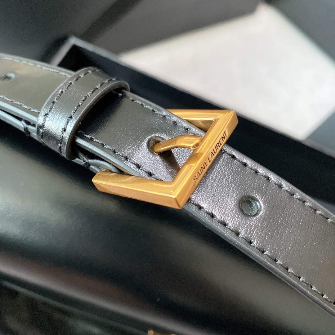 YSL SOLFERINO SMALL SATCHEL IN BOX SAINT LAURENT BLACK 7.4 X 5.1 X 1.9 INCHES