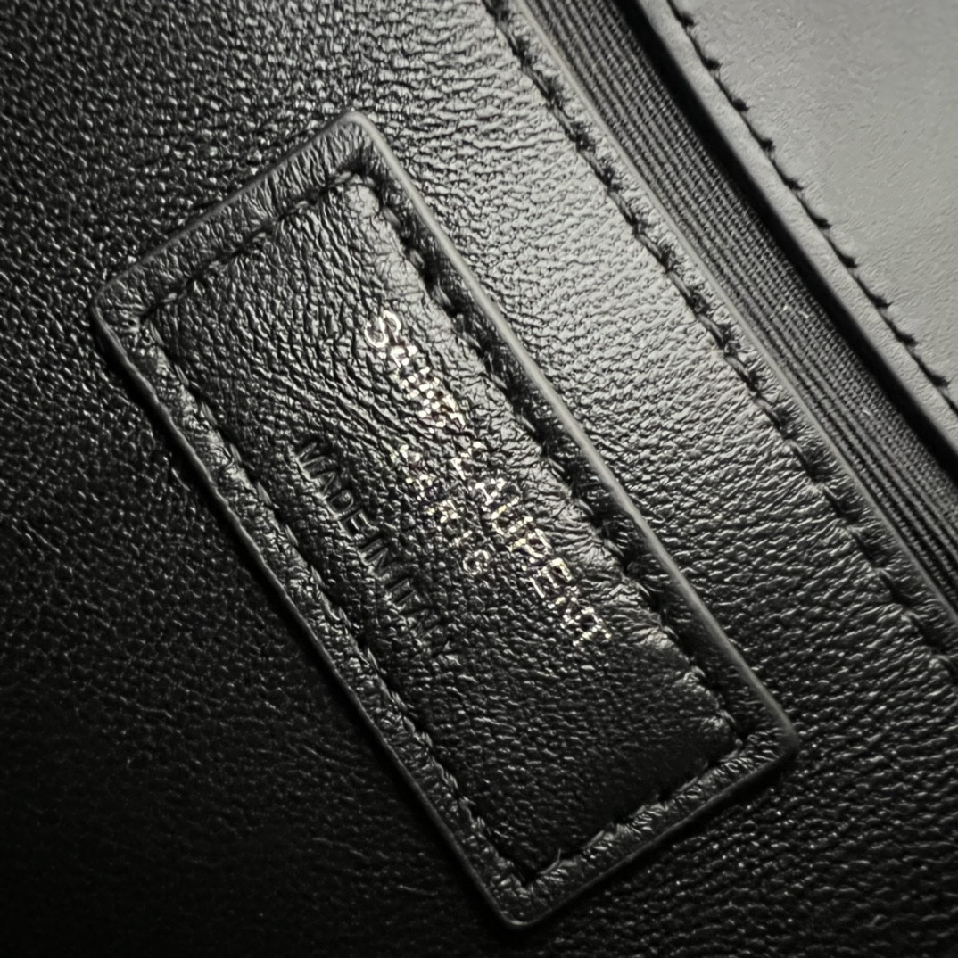 YSL KATE MEDIUM IN SMOOTH LEATHER BLACK SILVER 9.4 X 5.7 X 2.1 INCHES