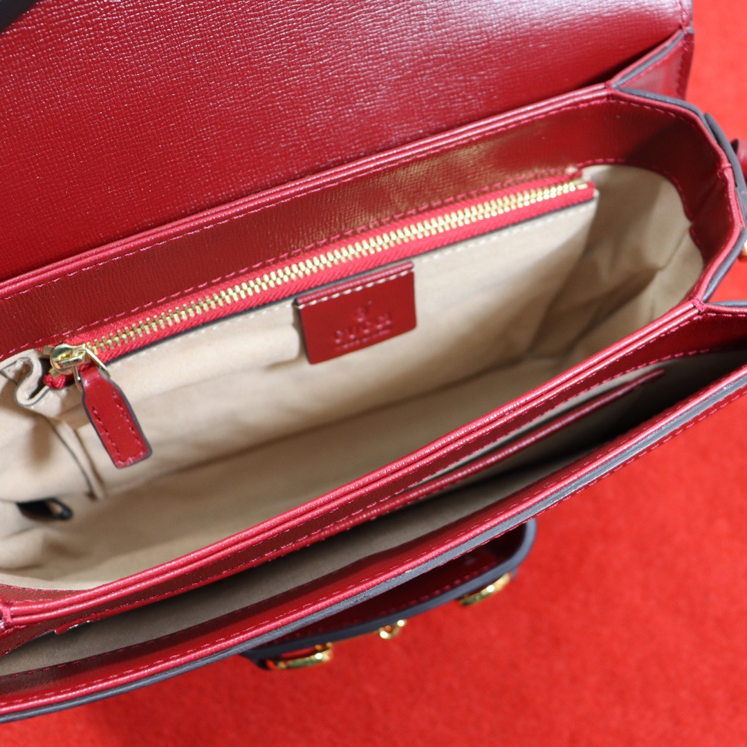 GUCCI HORSEBIT 1955 SHOULDER BAG GRAY RED 9.8"W x 7"H x 3.1"D