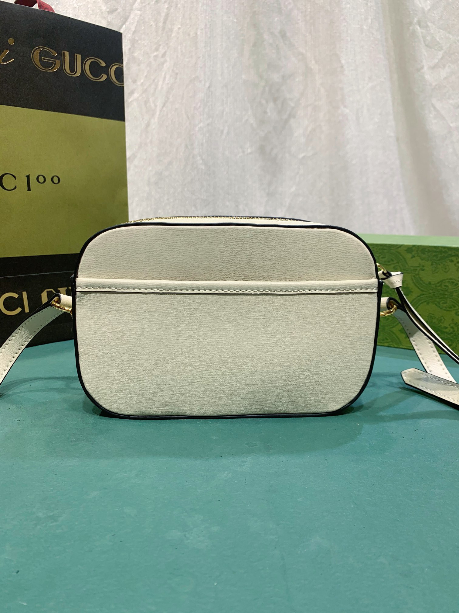 GUCCI HORSEBIT 1955 SMALL SHOULDER BAG WHITE 7.9"W x 5.1"H x 2.4"D