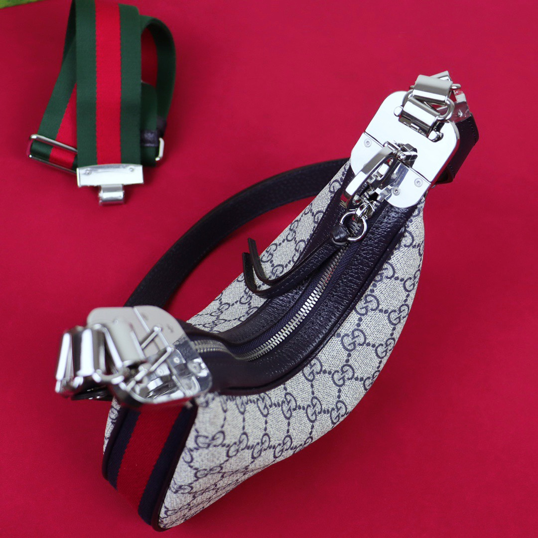 GUCCI ATTACHE SMALL SHOULDER BAG Beige and gray 9"W x 8.7"H x 2"D