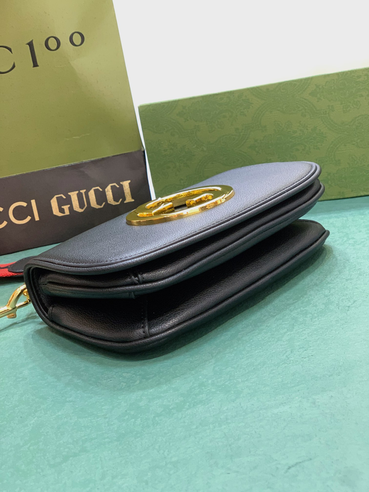 GUCCI BLONDIE MINI BAG BLACK 8.7"W x 5.1"H x 2.2"D
