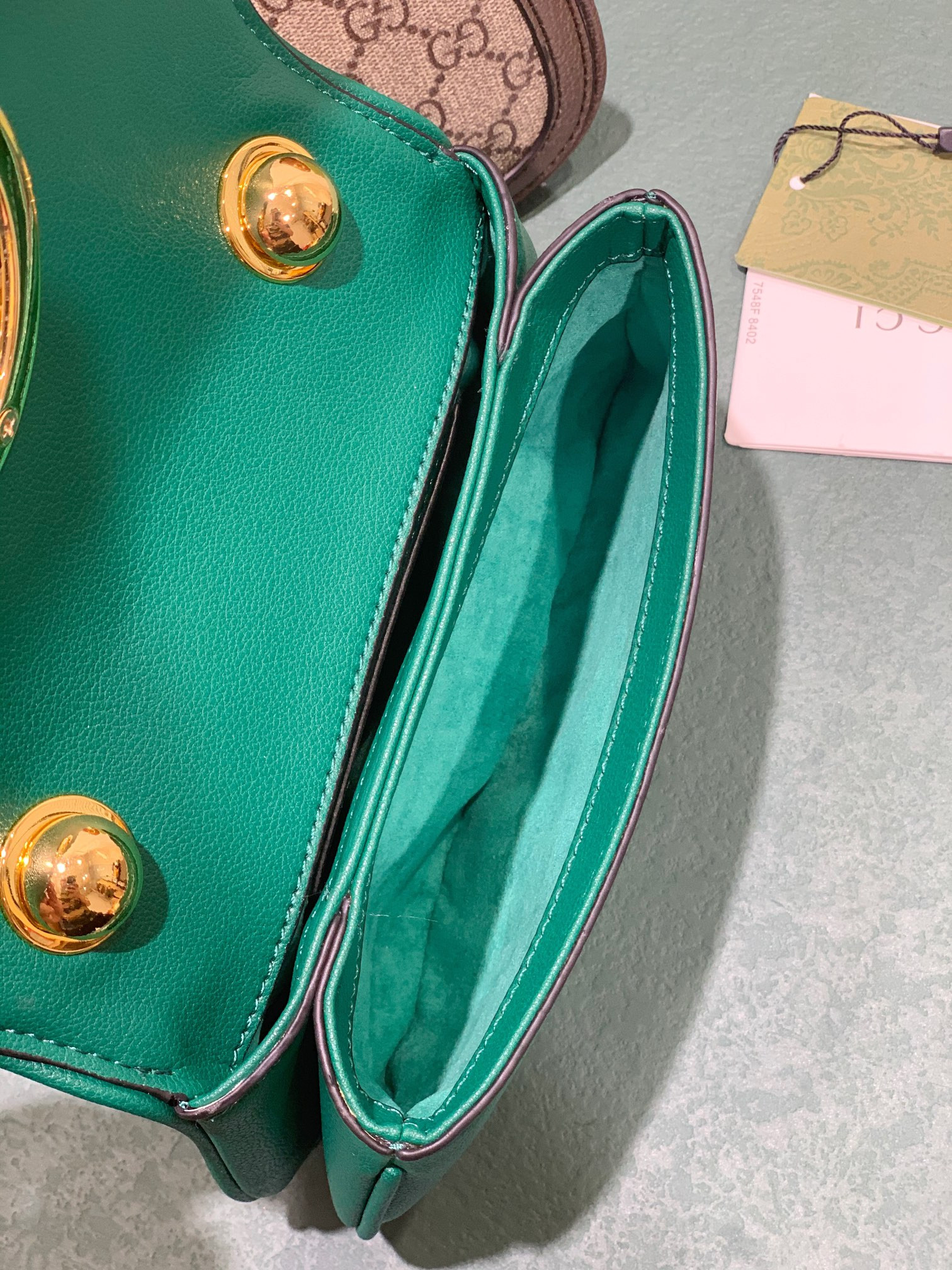 GUCCI BLONDIE MINI BAG GREEN 8.7"W x 5.1"H x 2.2"D