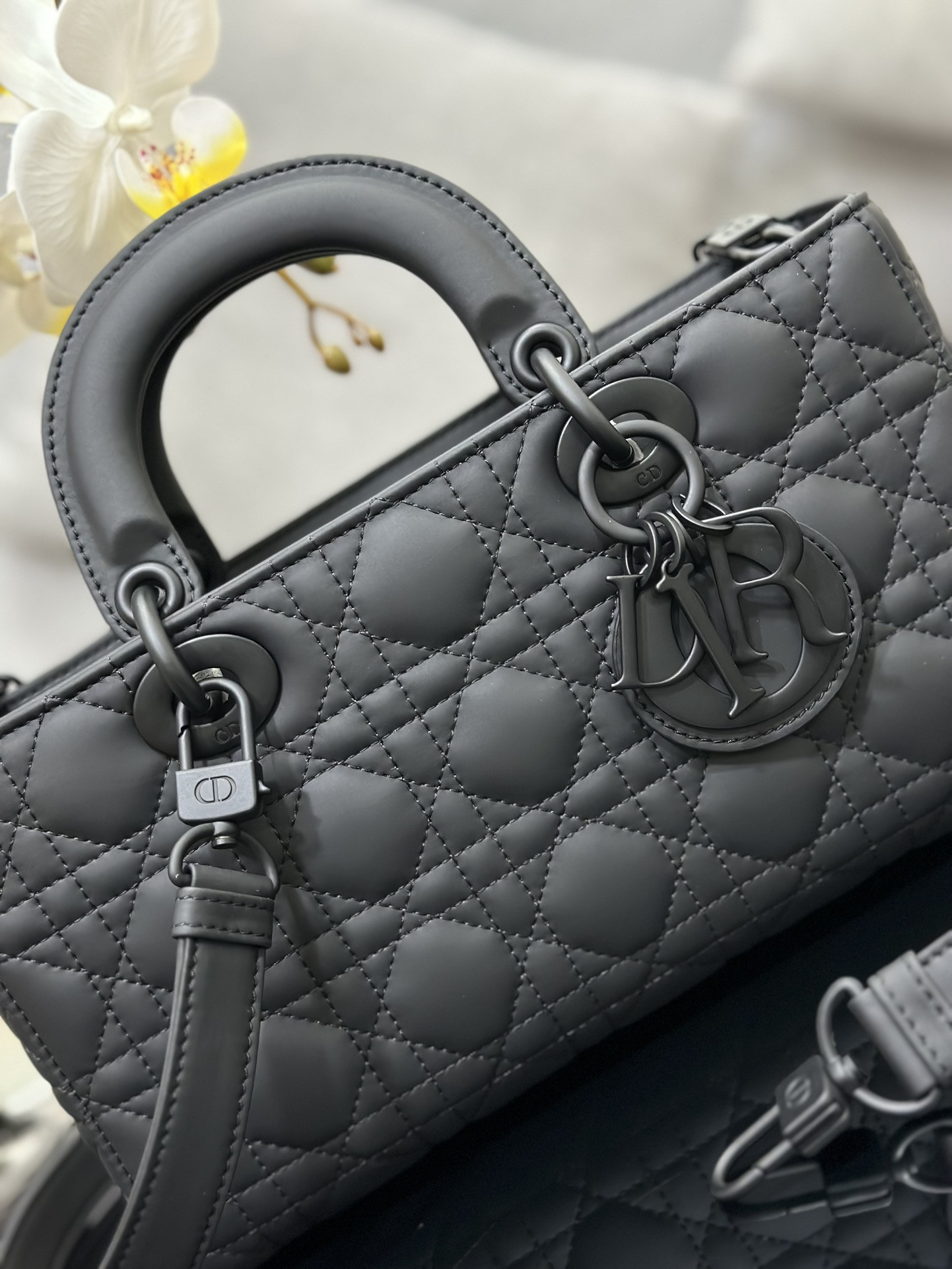 Dior Lady D-Joy bag medium Gray 26 x 13.5 x 5 cm