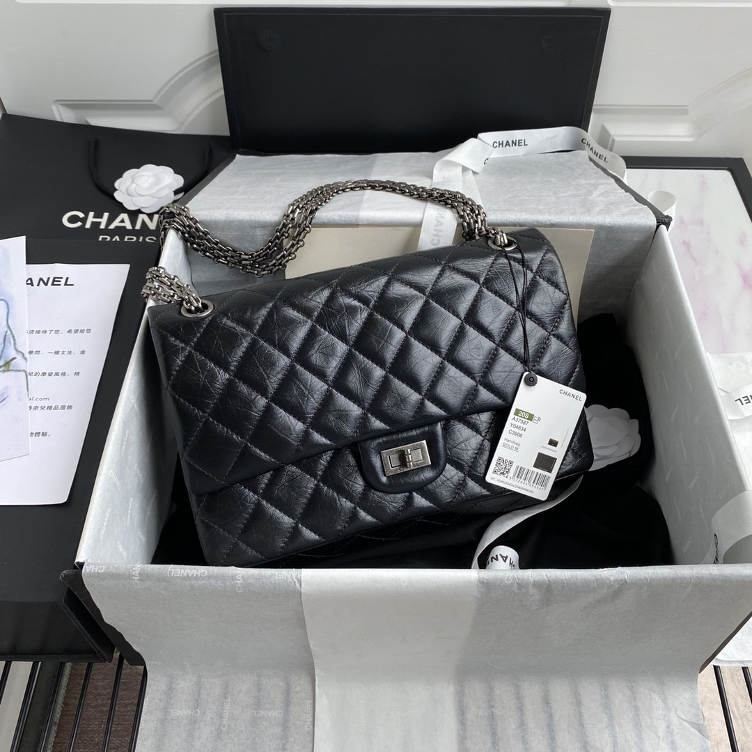 CHANEL LARGE 2.55 HANDBAG Black 7.6 × 10.9 × 2.9 in