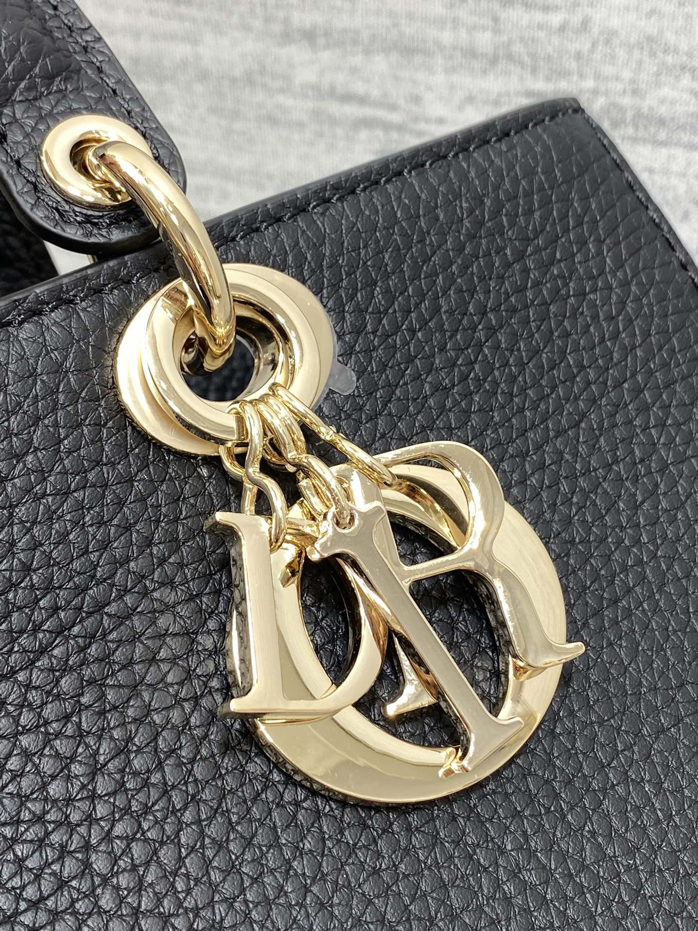 Medium Lady D-Sire My ABCDior Bag  Black Bull Leather 12 x 8 x 5 inches