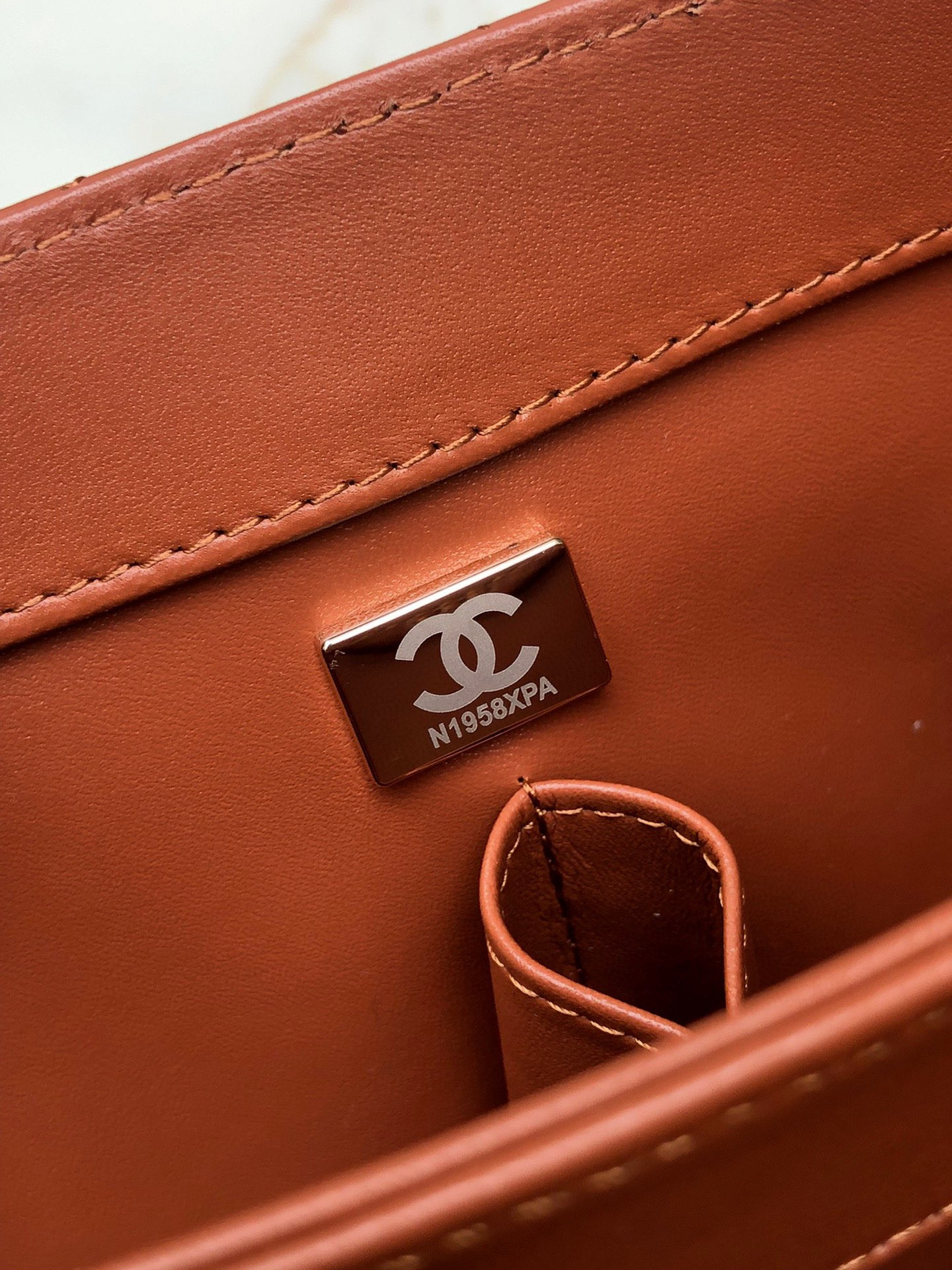 CHANEL FLAP BAG WITH TOP HANDLE ORANGE 6.6 × 9.8 × 4.7 in