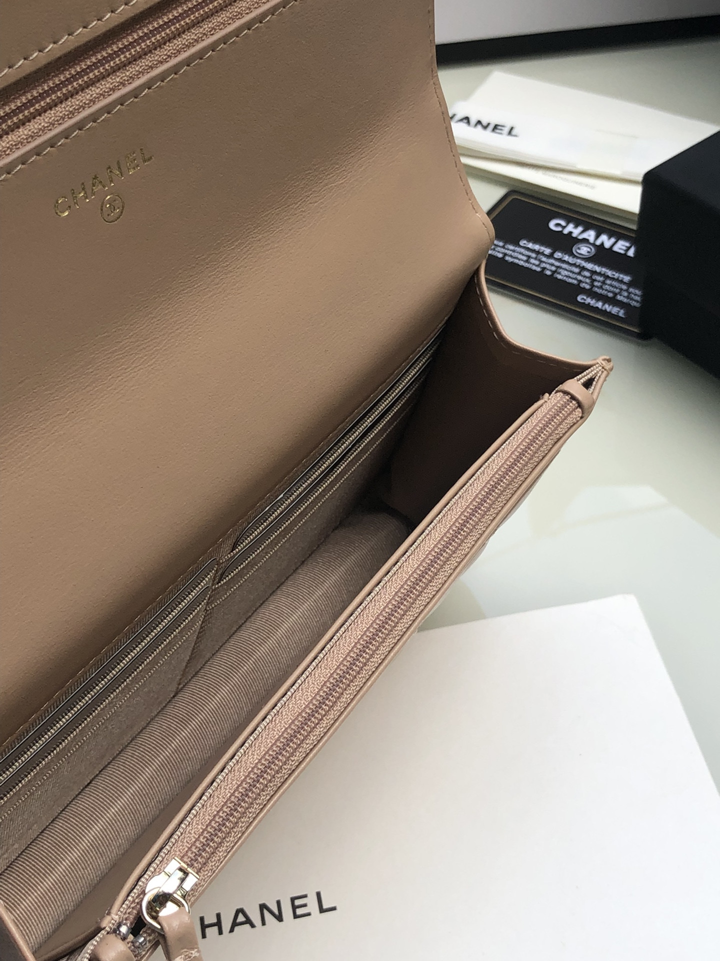 CHANEL CLASSIC WALLET ON CHAIN Pink 4.8 × 7.5 × 1.4 in