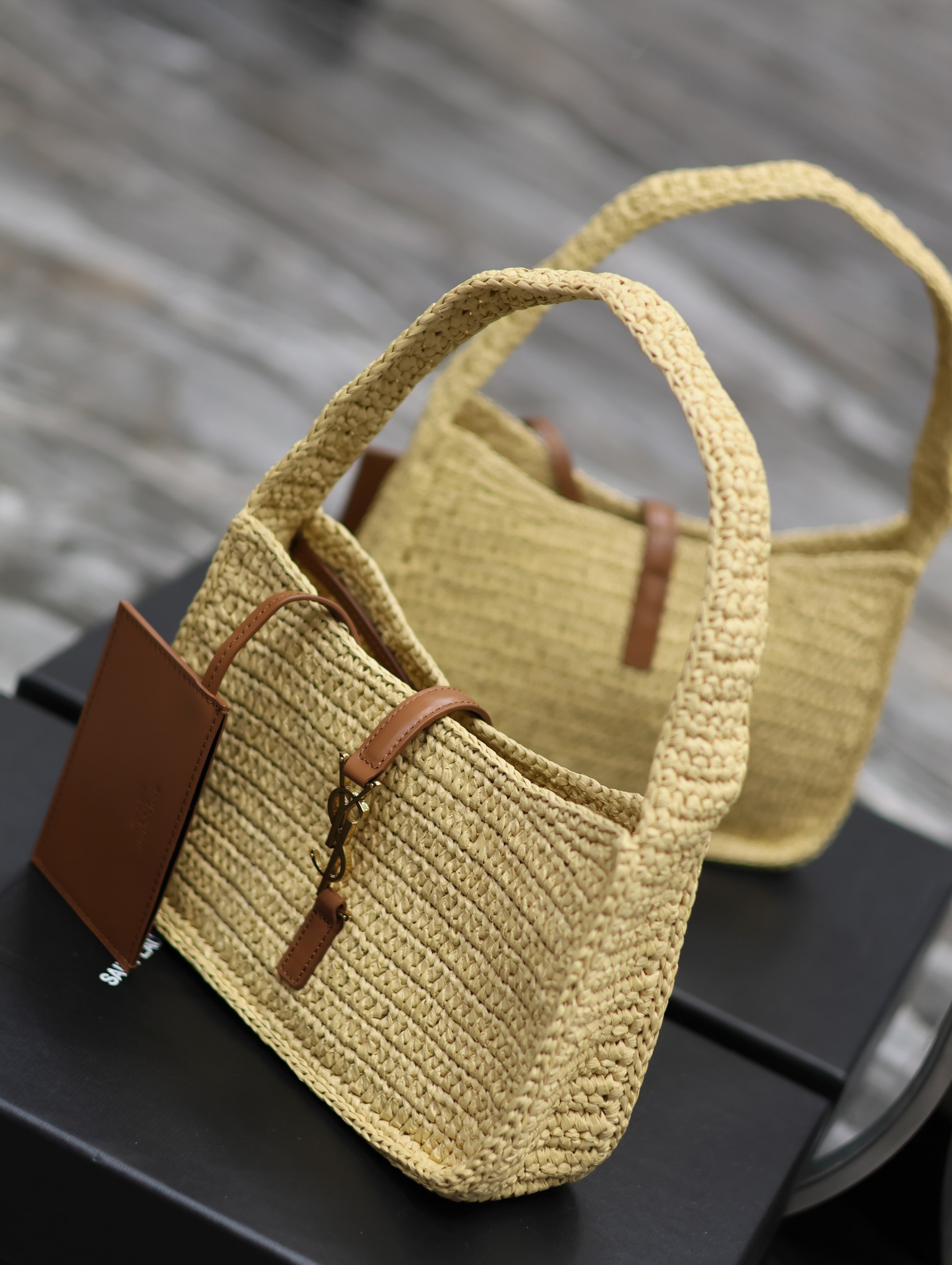 YSL LE 5 À 7 MINI IN RAFFIA Color Natural 9.06x6.30x2.56 INCHES