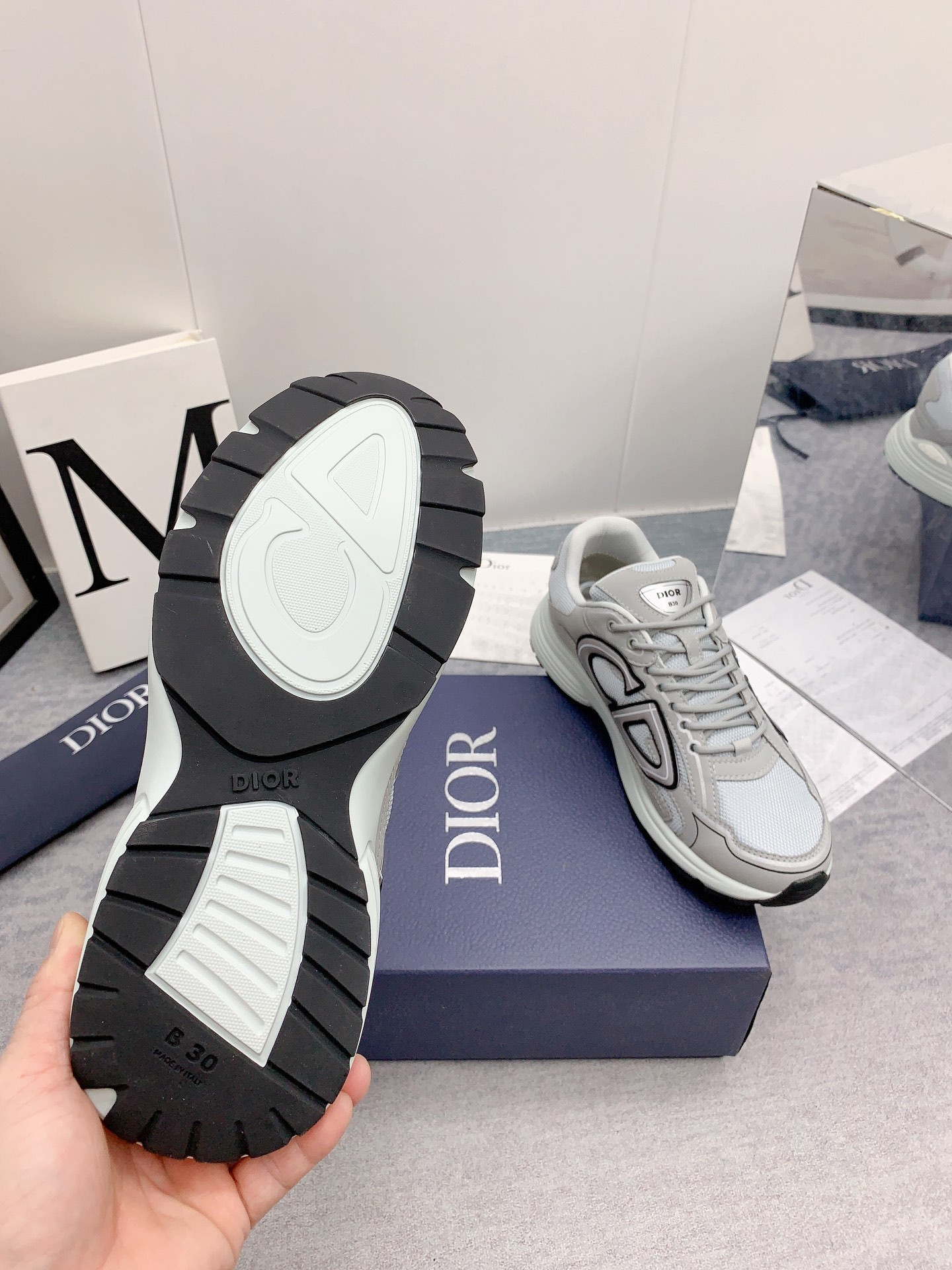 Dior B30 Sneaker Gray Mesh and Technical Fabric