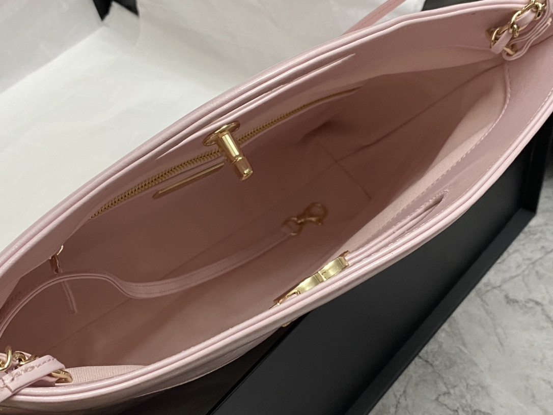 CHANEL SHOPPING BAG Shiny Lambskin & Gold-Tone Metal 11.7 × 11.3 × 3.5 in