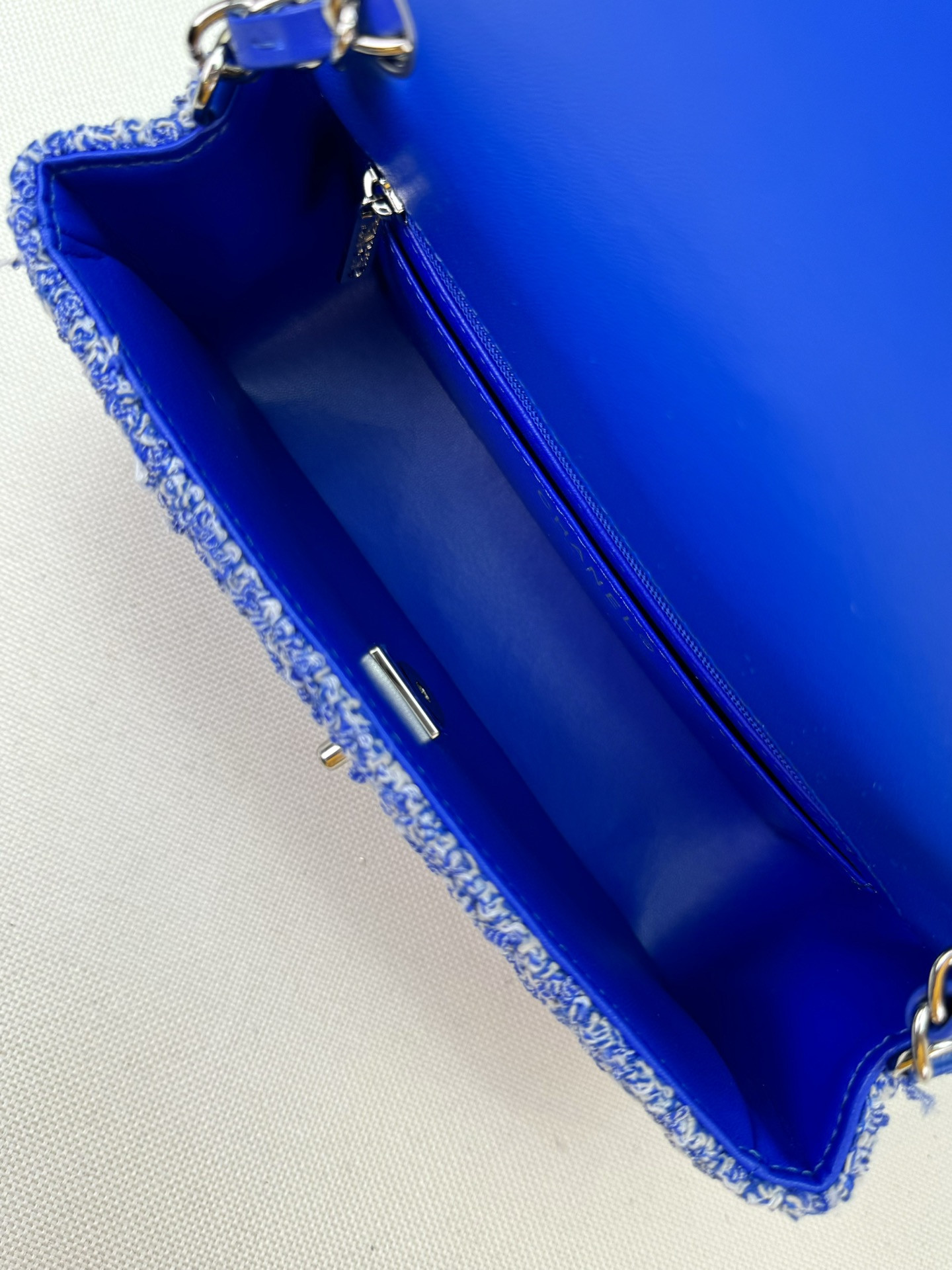 CHANEL MINI CLASSIC 11.12 HANDBAG  Tweed & Silver-Tone Metal 4.7 × 7.8 × 2.3 in