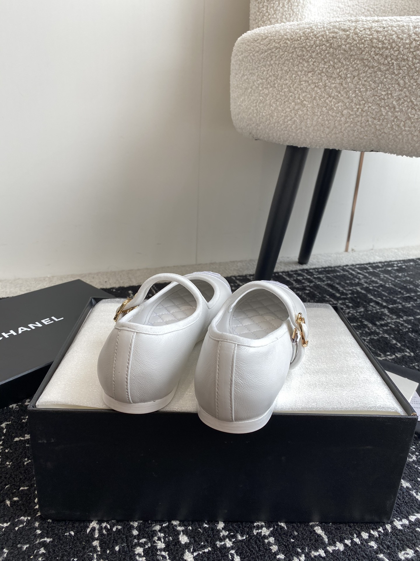 UA CHANEL MARY JANES Lambskin White