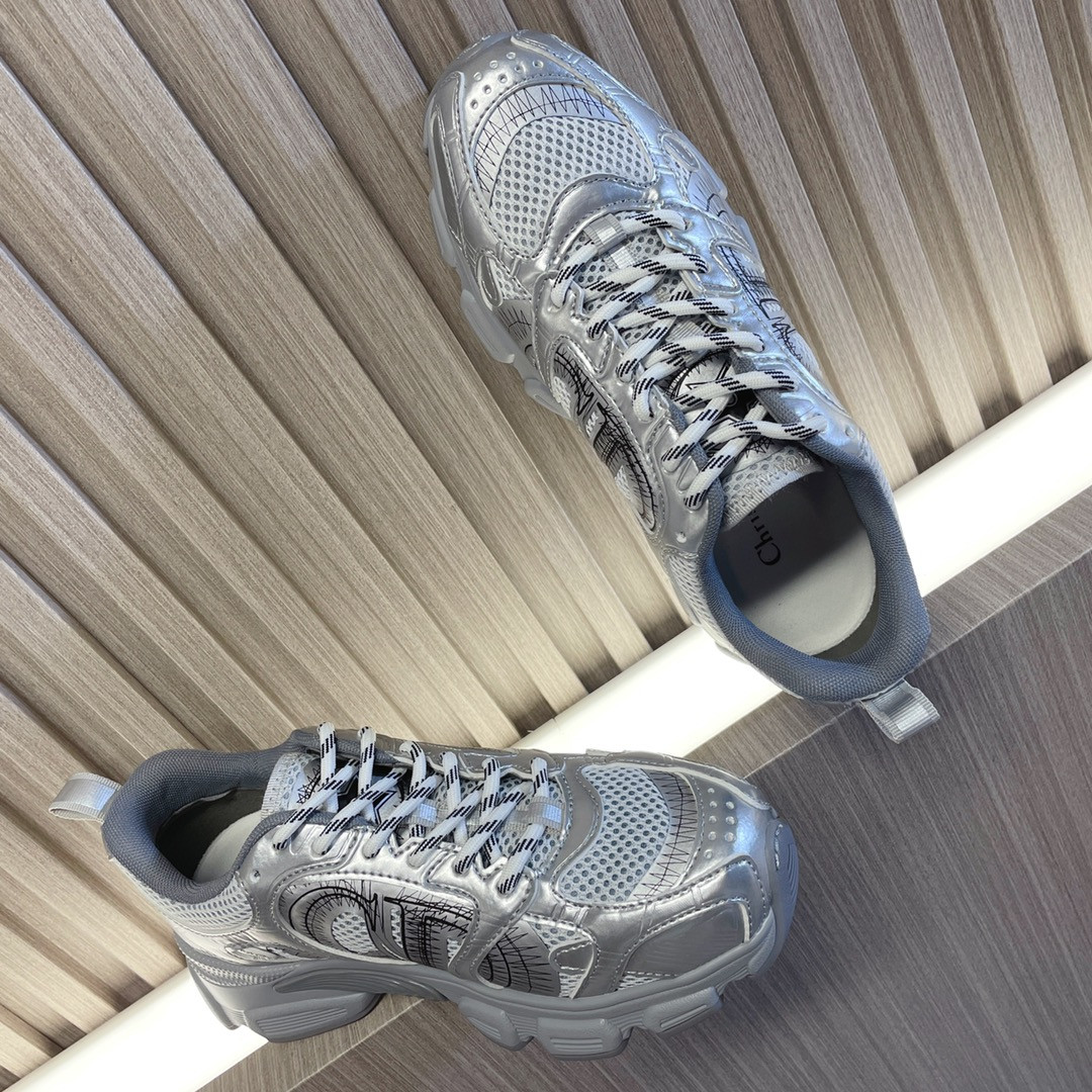 UA Dior Chrono Sneaker Gray Mesh with Silver-Tone