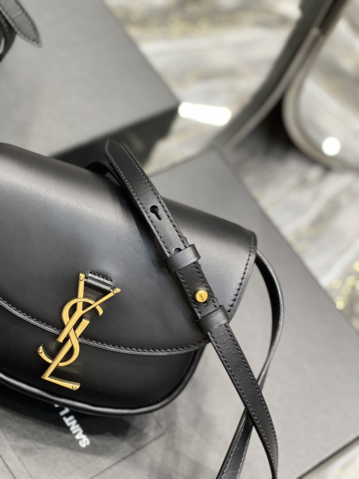 YSL KAIA SMALL SATCHEL IN SMOOTH LEATHER 7.2 X 6.1 X 2.1 INCHES