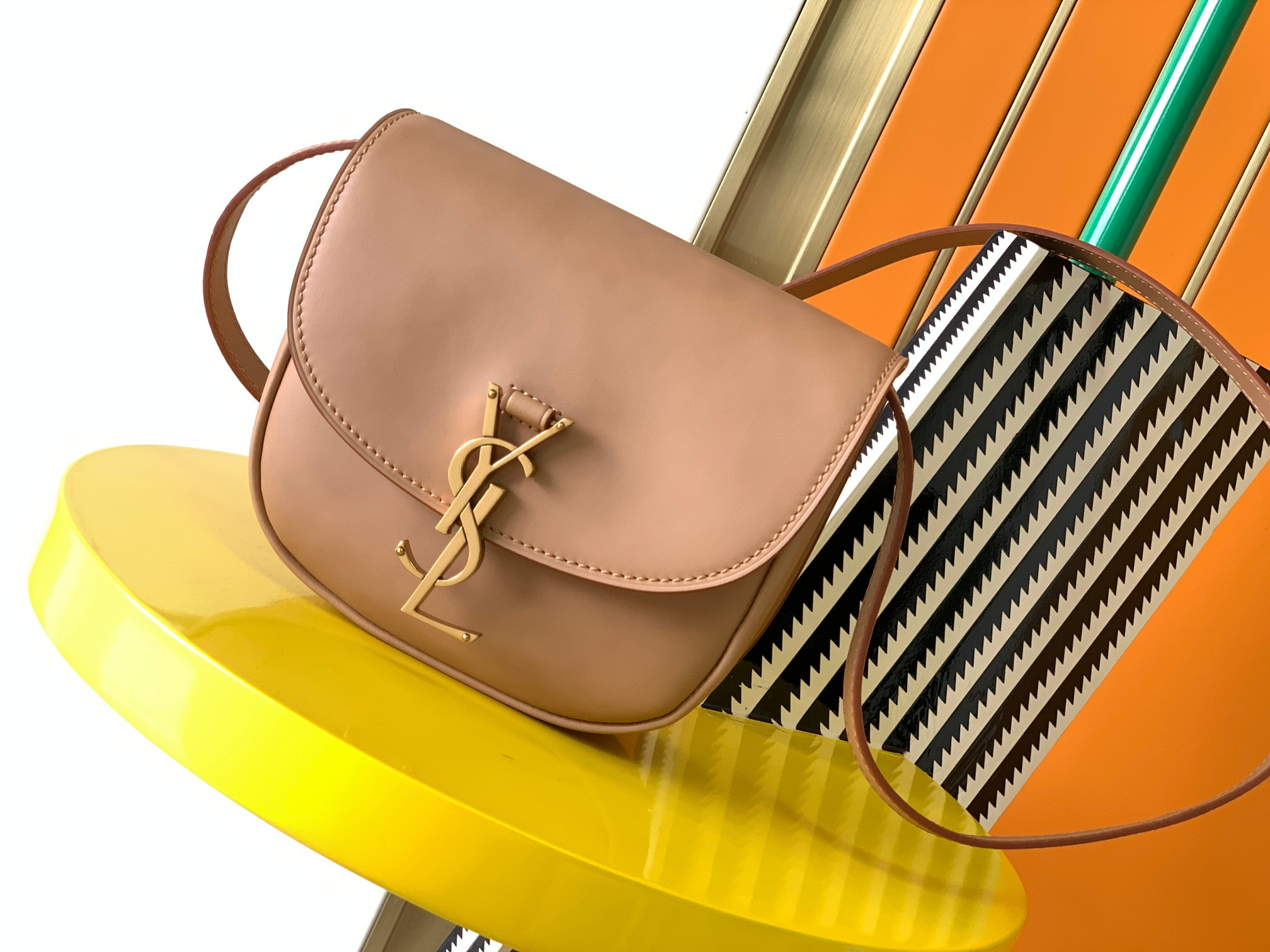 YSL KAIA SMALL SATCHEL IN SMOOTH LEATHER 7.2 X 6.1 X 2.1 INCHES