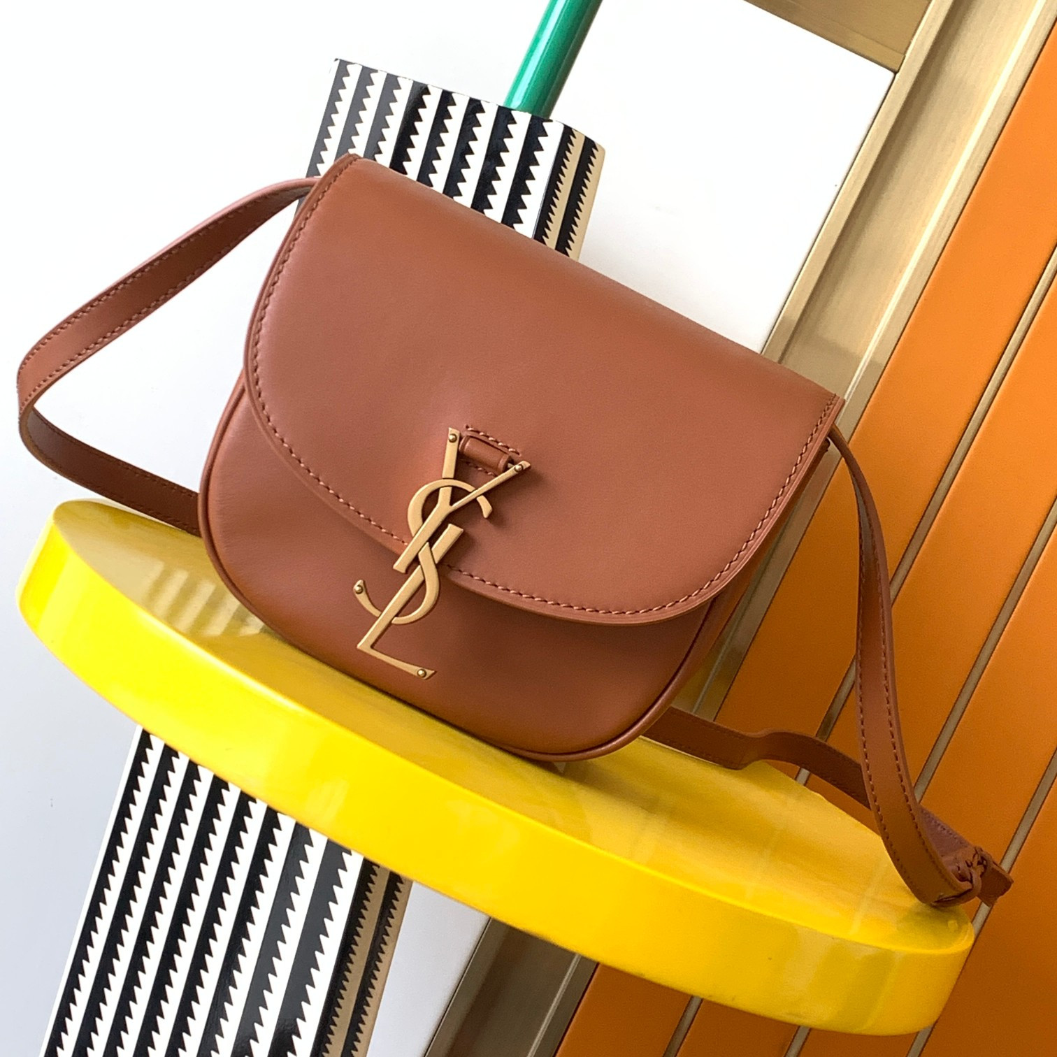 YSL KAIA SMALL SATCHEL IN SMOOTH LEATHER 7.2 X 6.1 X 2.1 INCHES