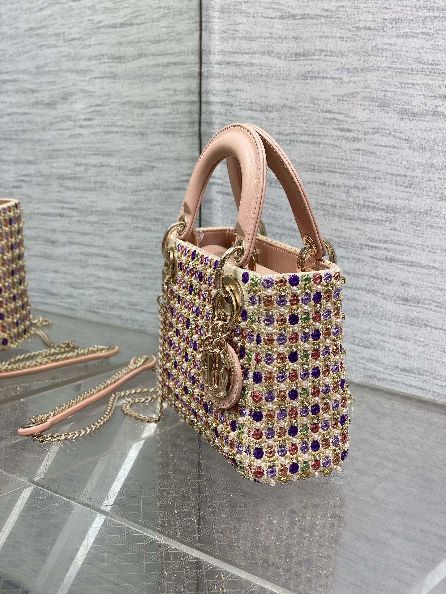 DIOR Artistic Limited Edition Three-Gusset Lady Dior Bag with Heavy Bead Embroidery 17CM