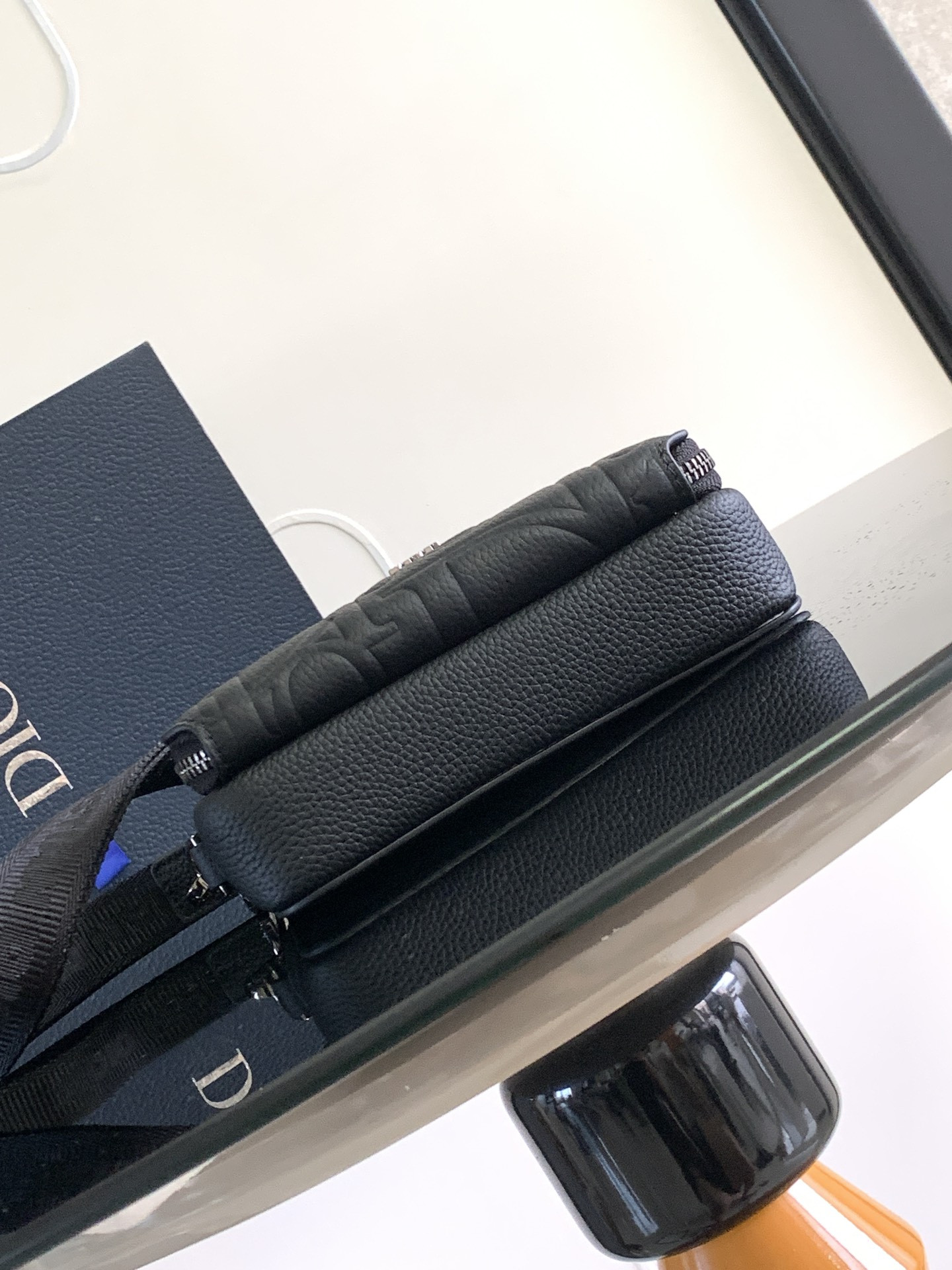 Dior Zipped Pouch with Strap Black Dior Gravity Leather 17 x 12.5 x 6 cm