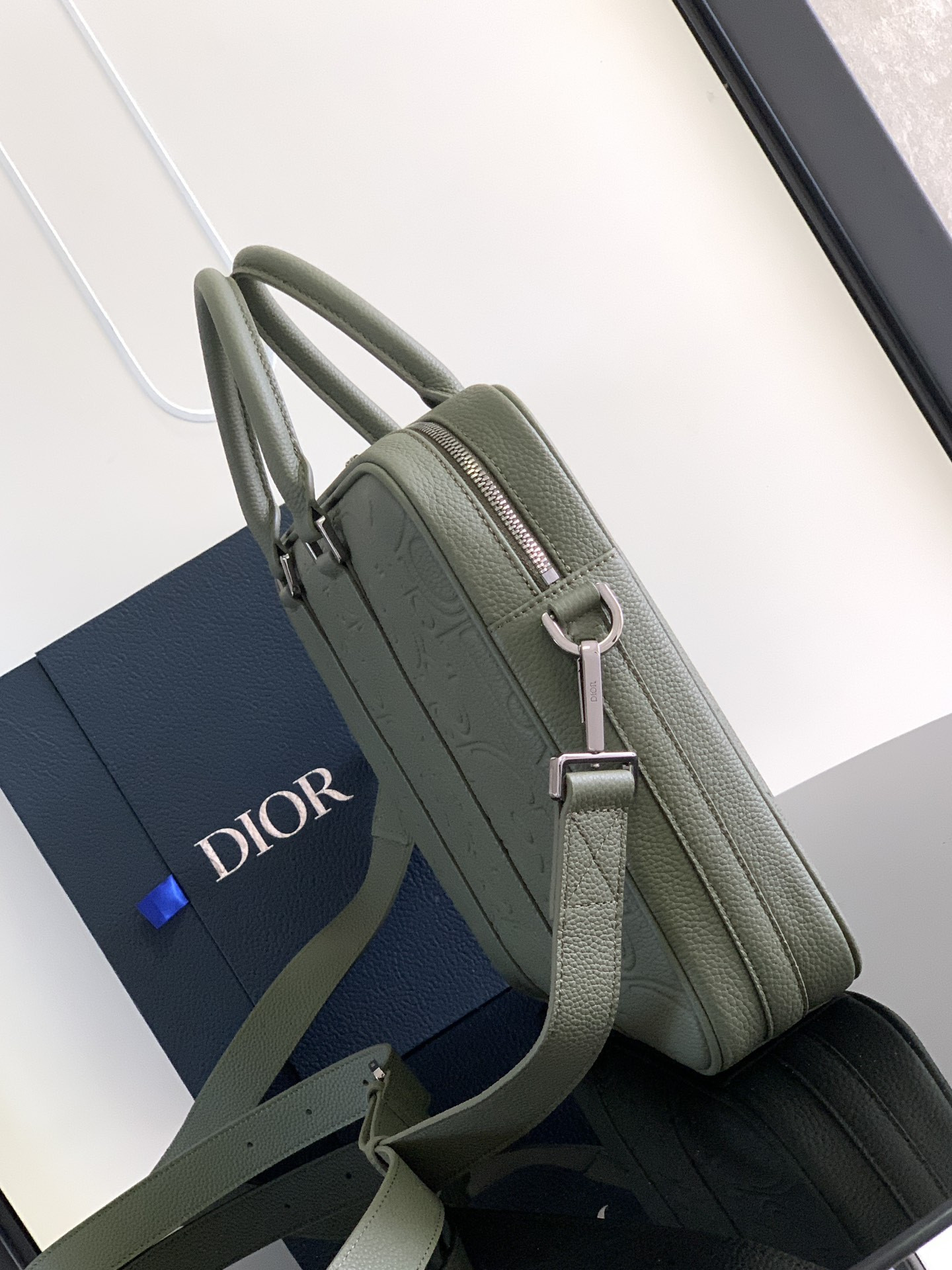 Dior Briefcase Green Dior Gravity Leather and Green Grained Calfskin 37 x 28 x 6 cm