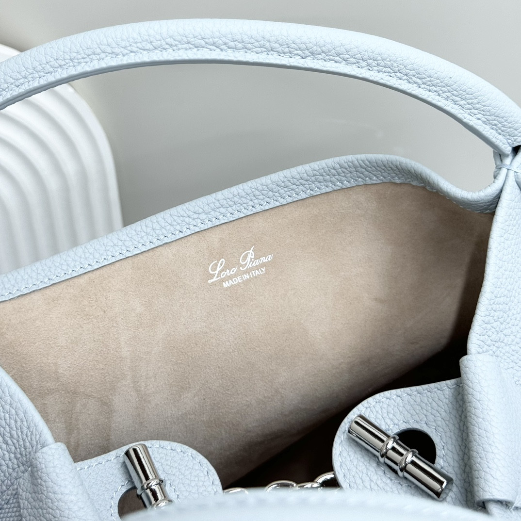 Loro Piana Large Bale Bag Grained Calfskin 24 x 20 x 27 cm